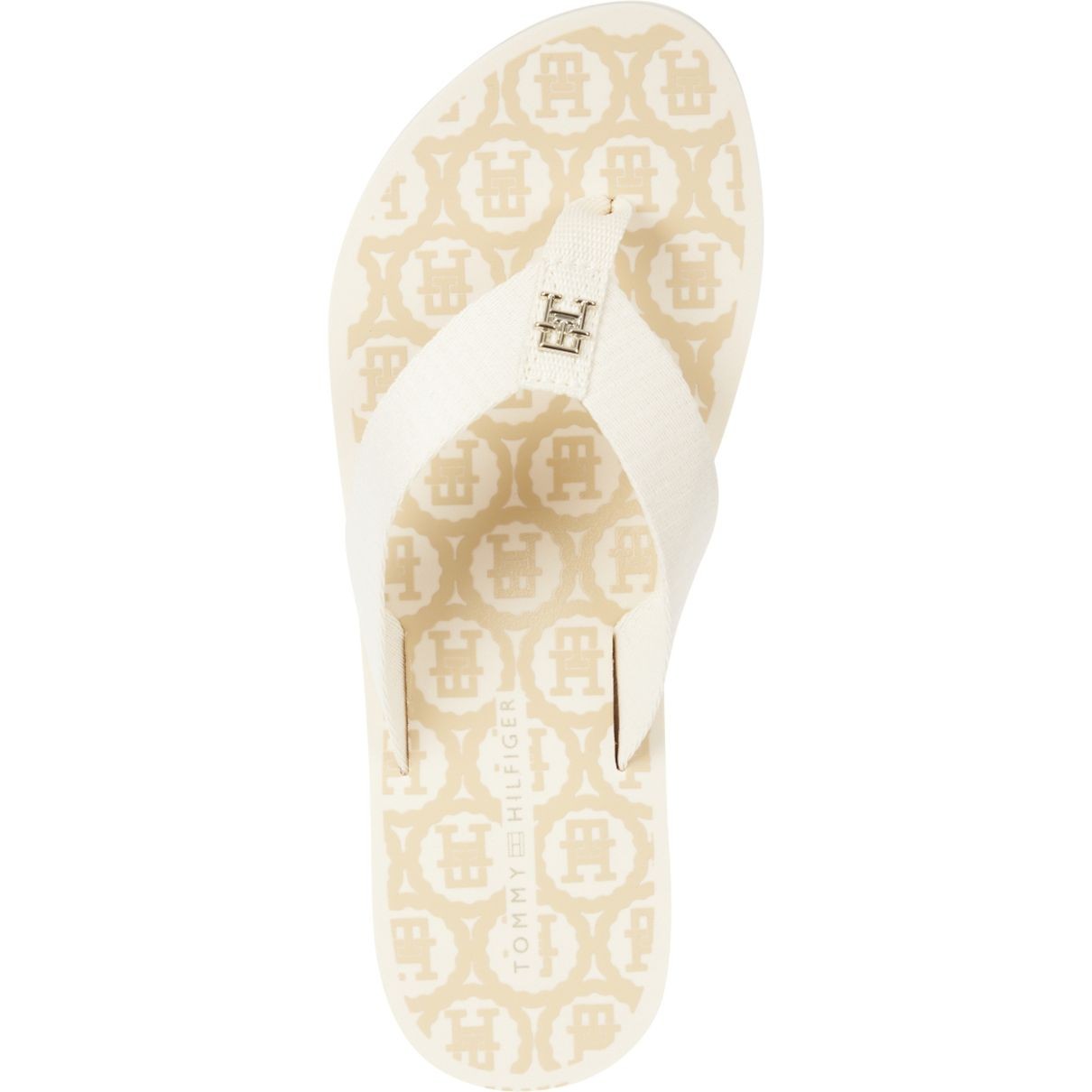 TOMMY HILFIGER Pliažo šlepetės per pirštą moterims, Smėlio, Emblem beach sandal 3