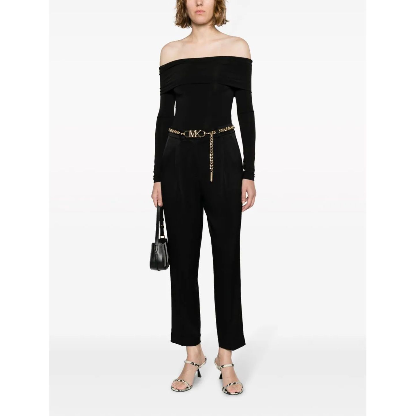 MICHAEL KORS Kelnės moterims, Juoda, Hight waist mk belt pant 2