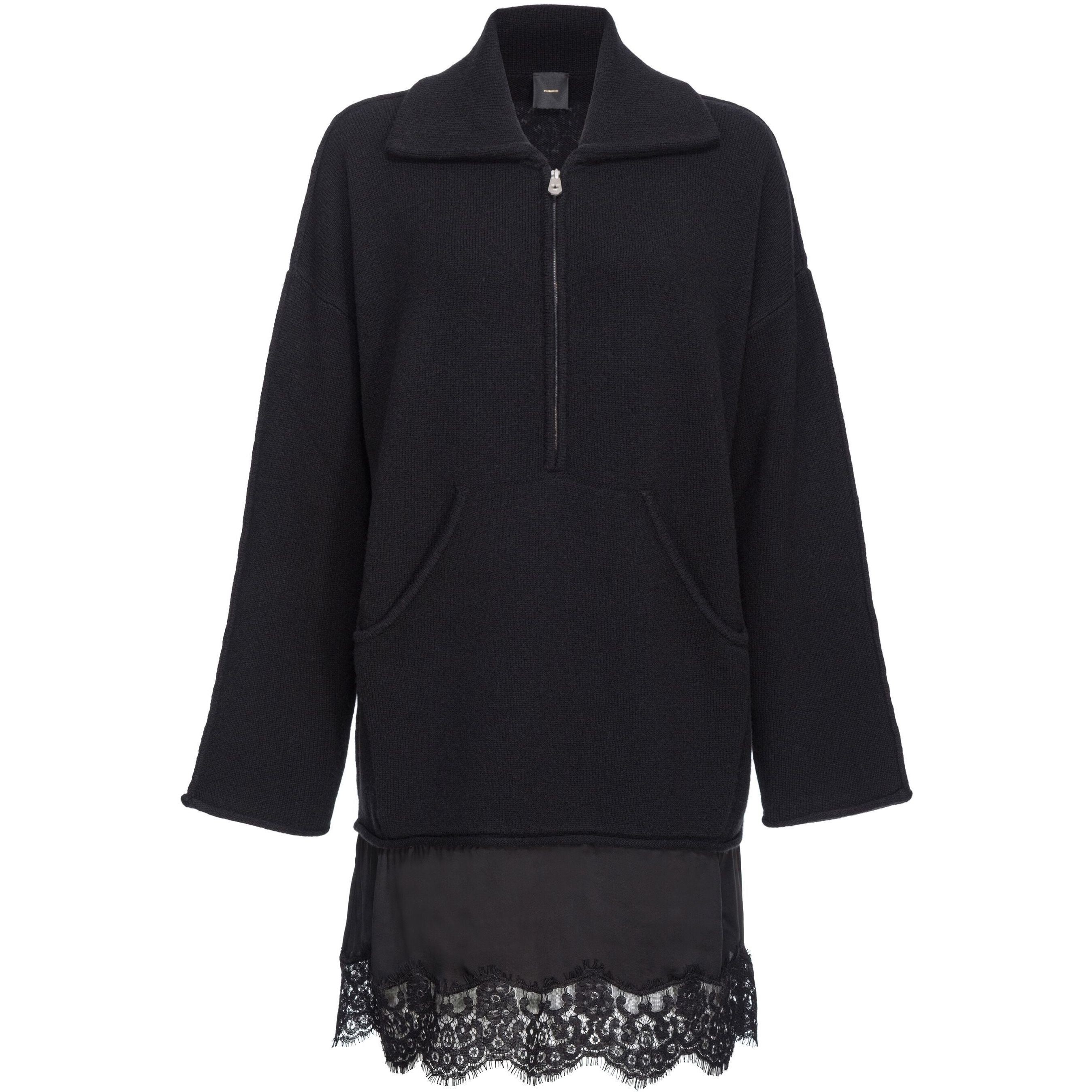 PINKO Mini suknelė moterims, Juoda, Lace-detail zip-up dress 1