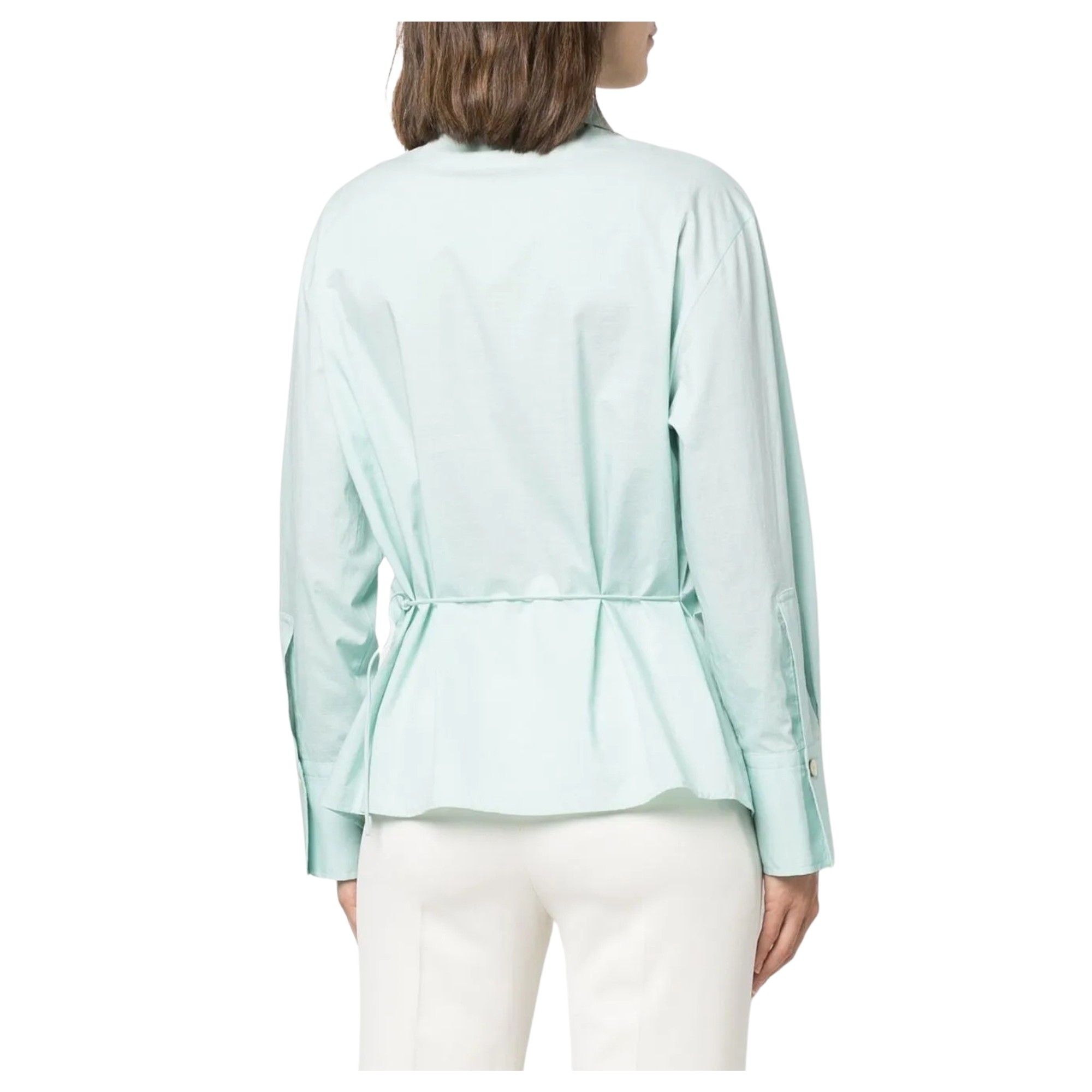 VINCE Marškiniai ilgomis rankovėmis moterims, Mėlyna, Tie back long sleeve shirt 3