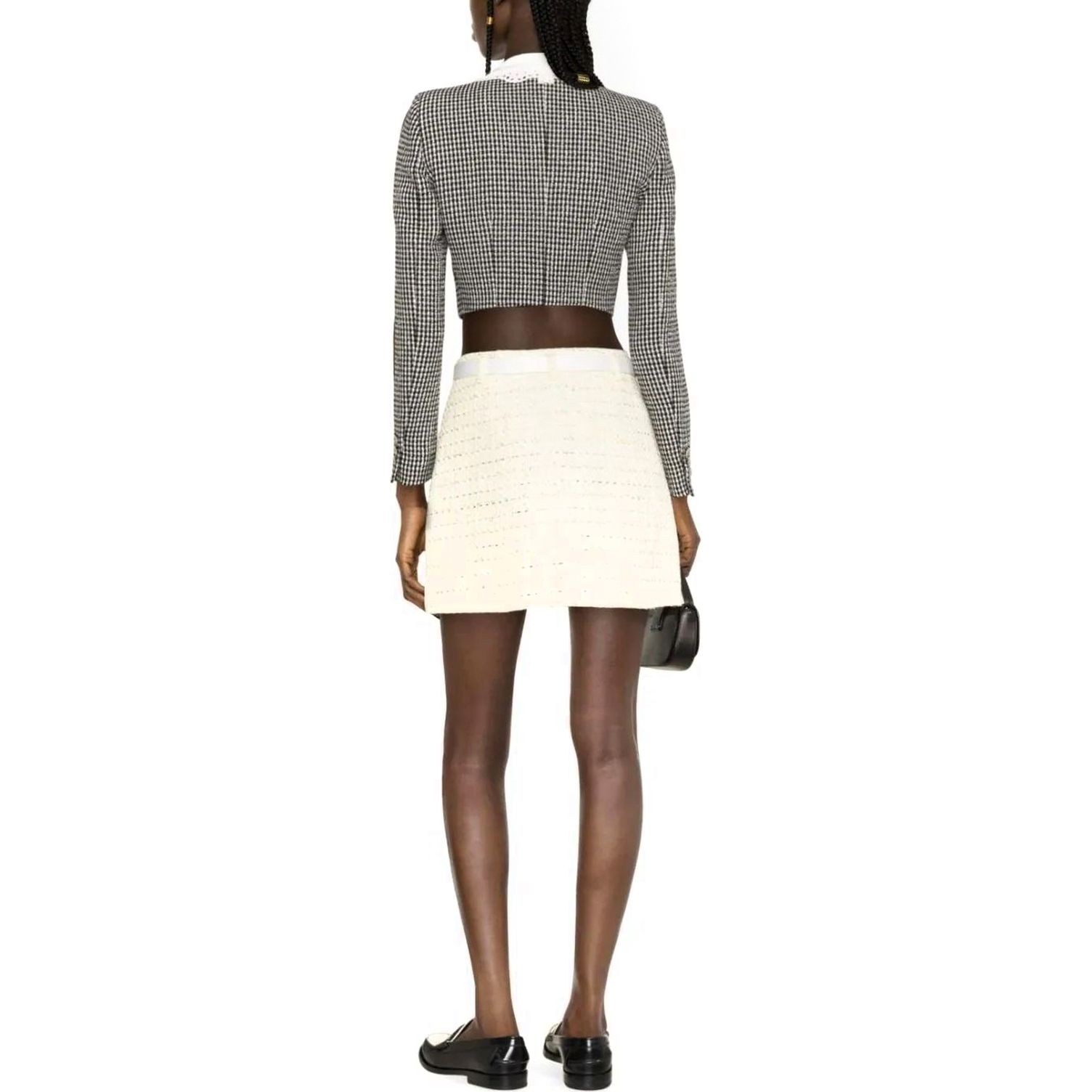 SELF PORTRAIT Mini suknelė moterims, Geltona, Yellow boucle mini skirt 4