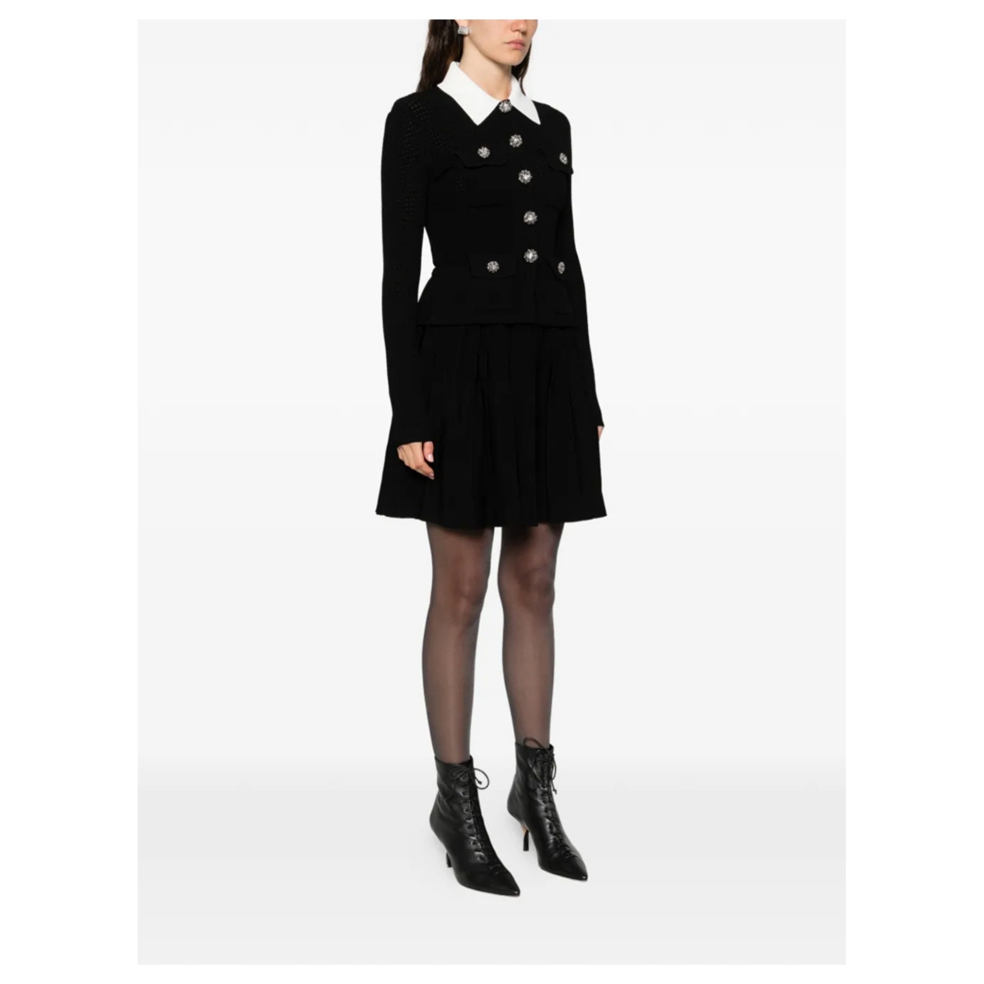SELF PORTRAIT Mini suknelė moterims, Juoda, Tailored knit mini dress 2