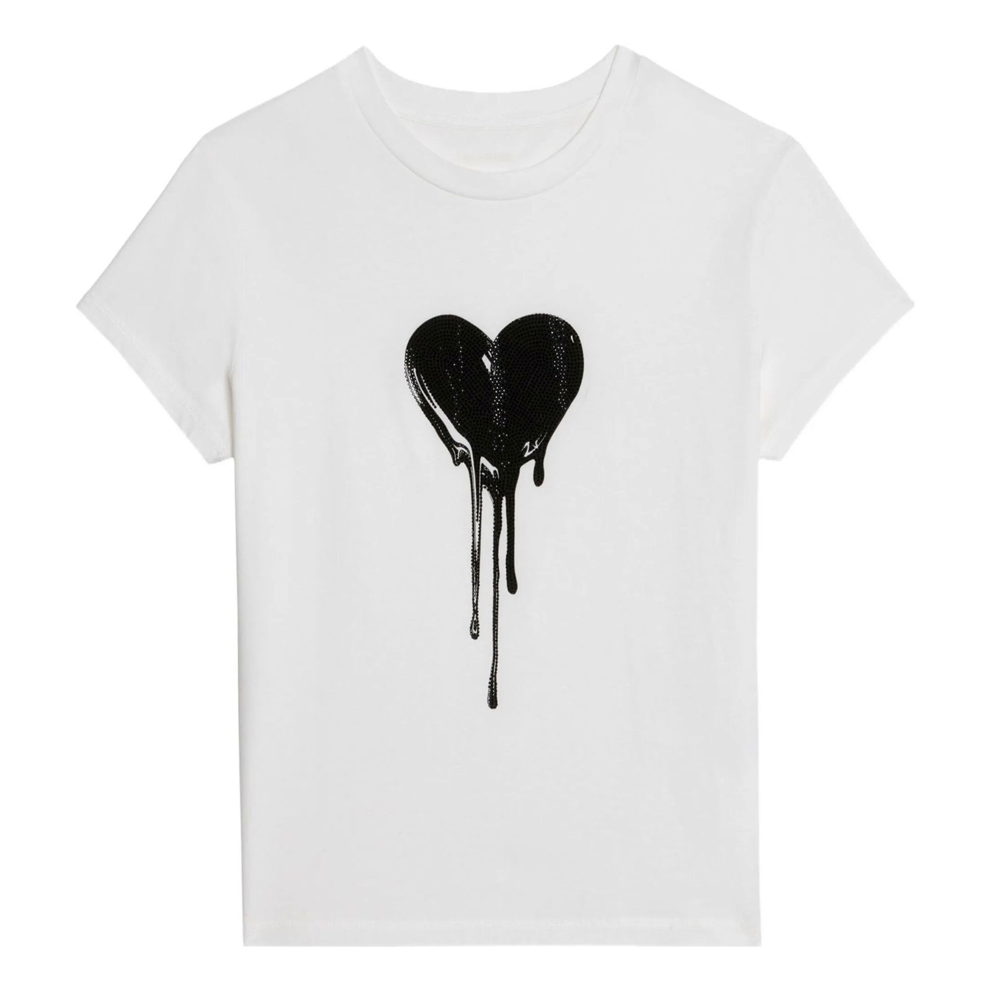 ZADIG&VOLTAIRE Marškinėliai trump. rankovėmis moterims, Balta, Walk hc flowing heart strass