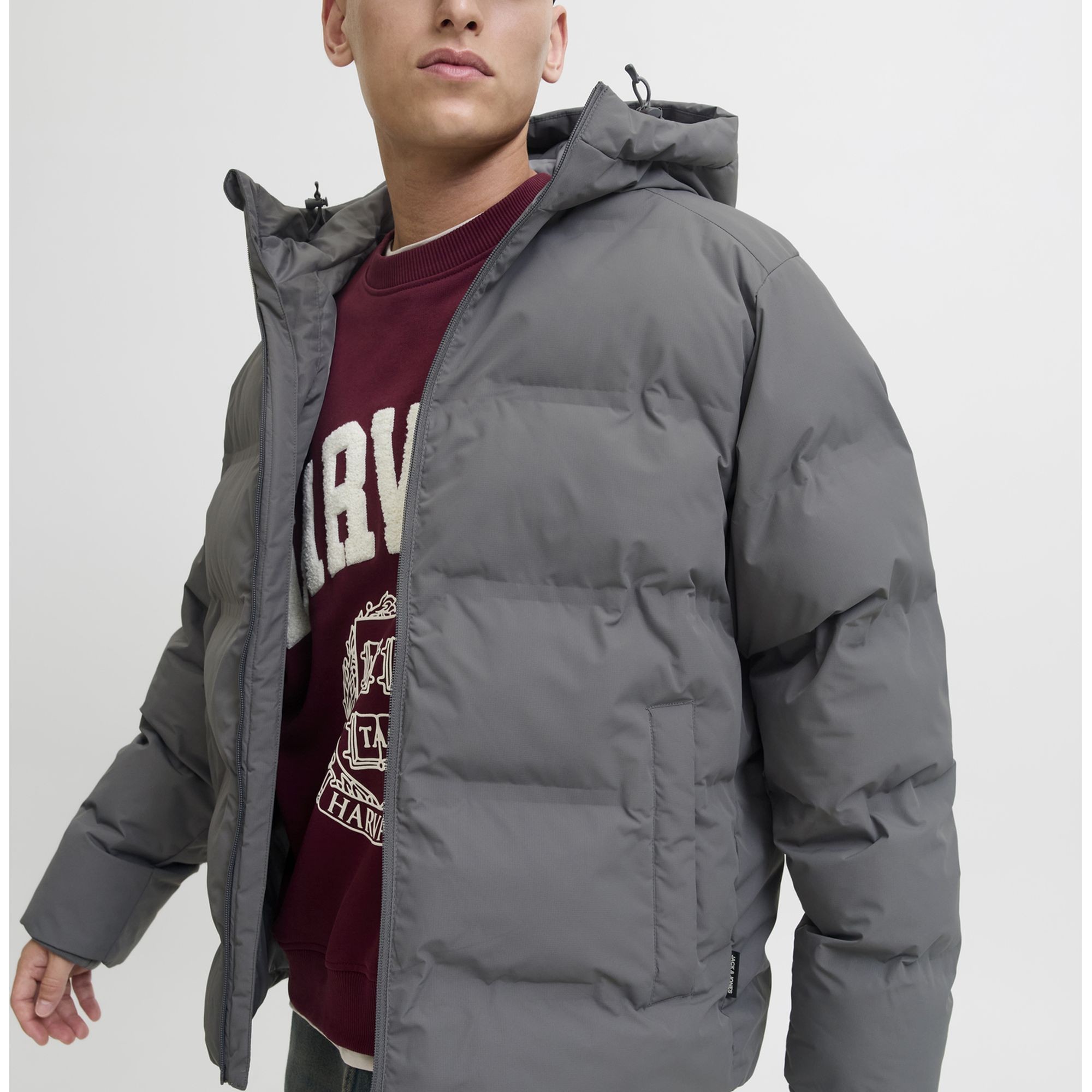 JACK & JONES Pūkinė striukė vyrams, Pilka, Soho Puffer hood 7