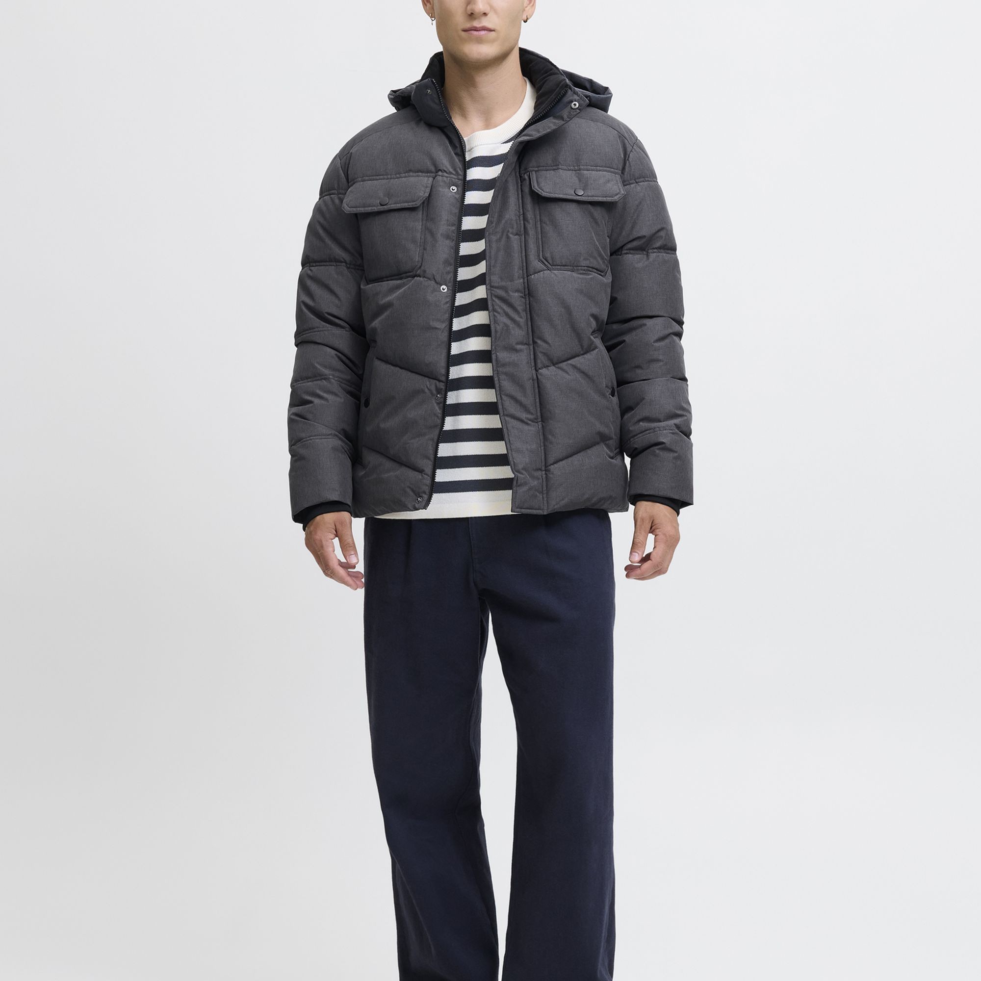 JACK & JONES Pūkinė striukė vyrams, Pilka, Morgan 7