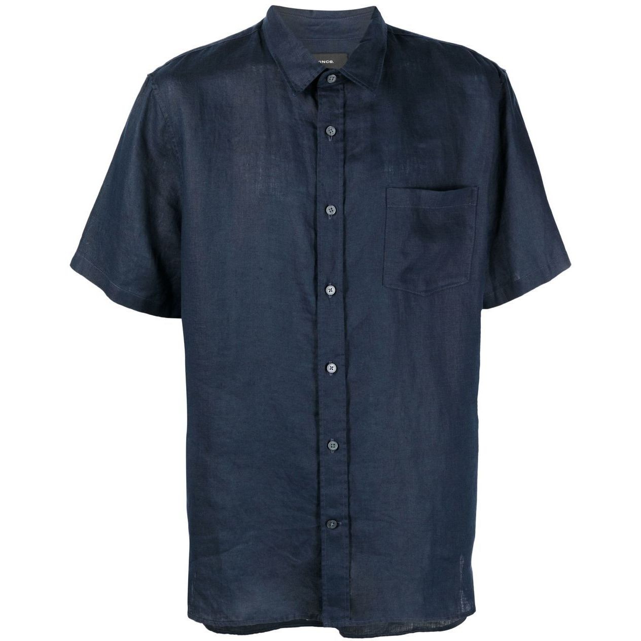 VINCE Marškiniai trump. rankovėmis vyrams, Mėlyna, Linen short sleeve shirt