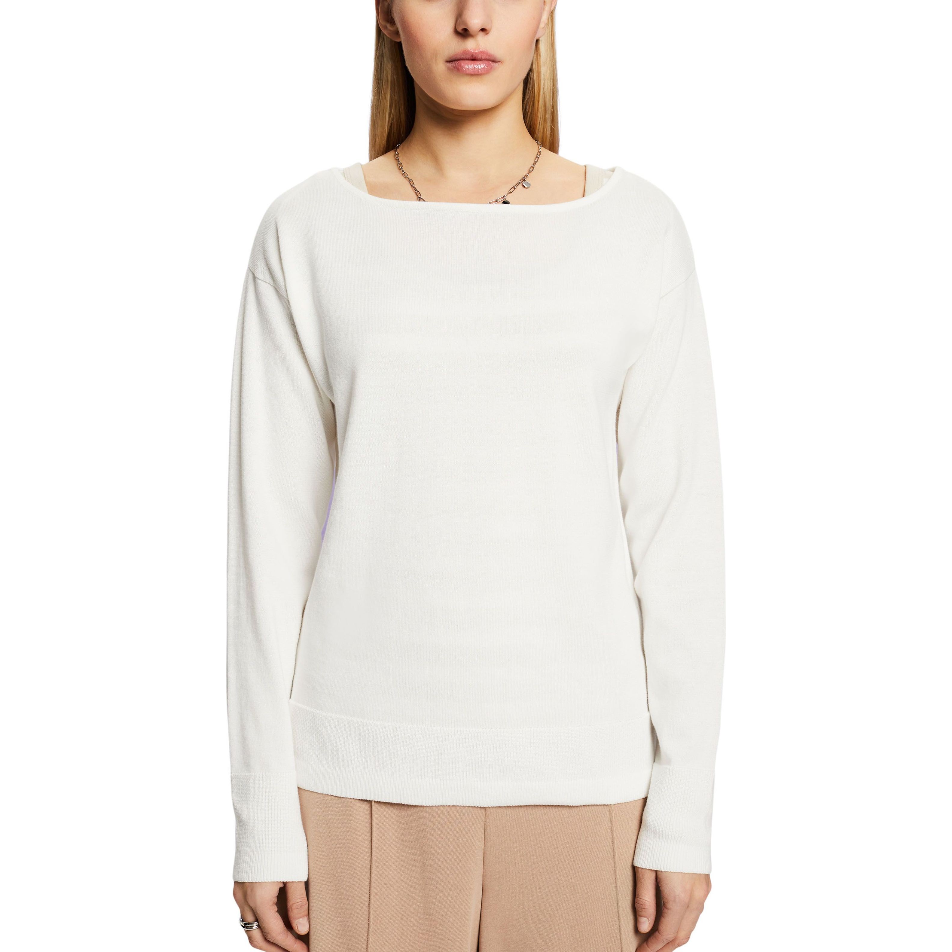 ESPRIT Megztinis moterims, Balta, Boatneck Sweater 2