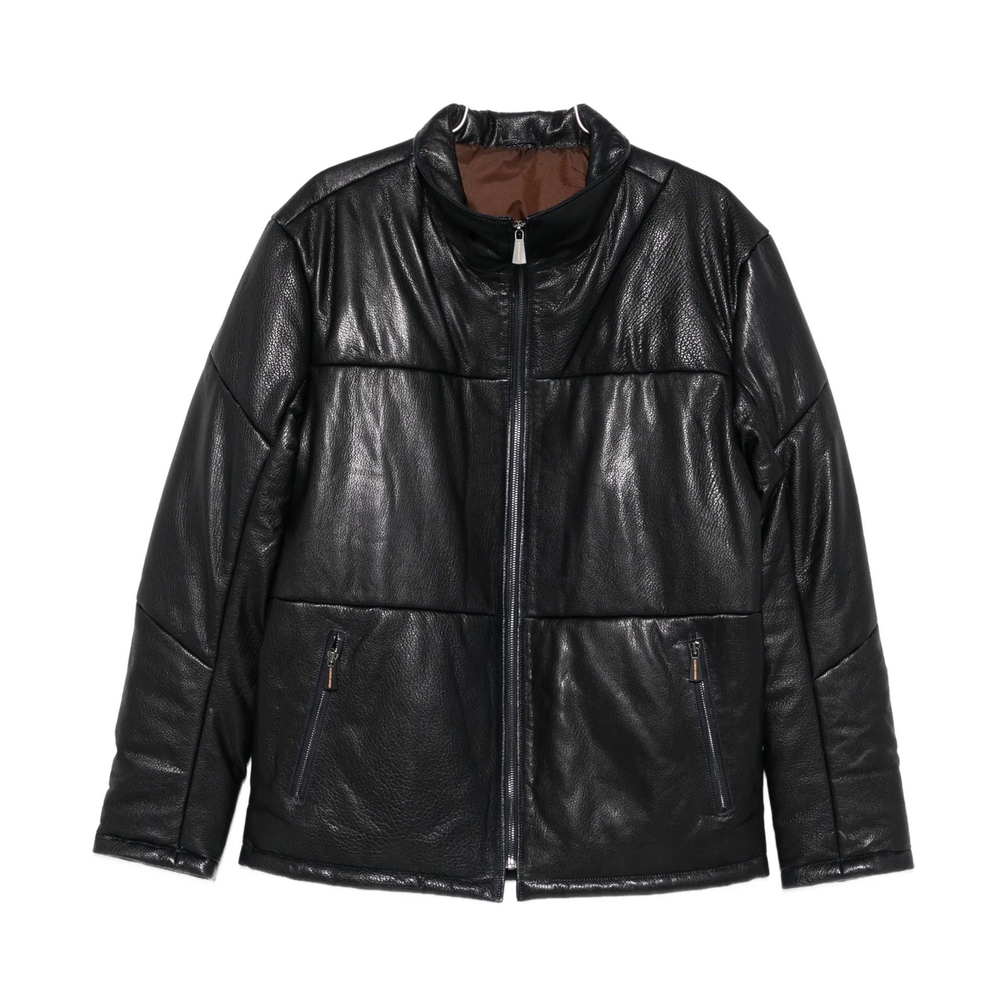 SERGIO MORETTI Odinė striukė vyrams, D.Blue, Leather jacket 1