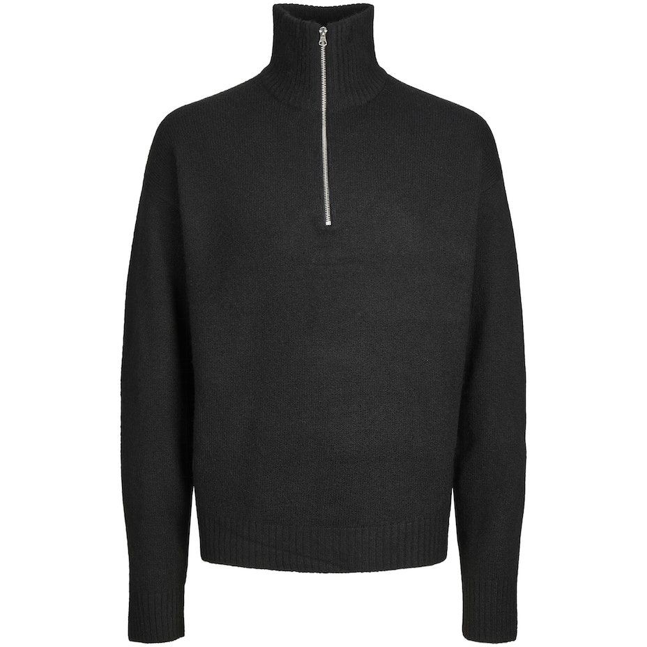 JACK & JONES Megztinis vyrams, Juoda, JOROLLIE KNIT HALF ZIP 1