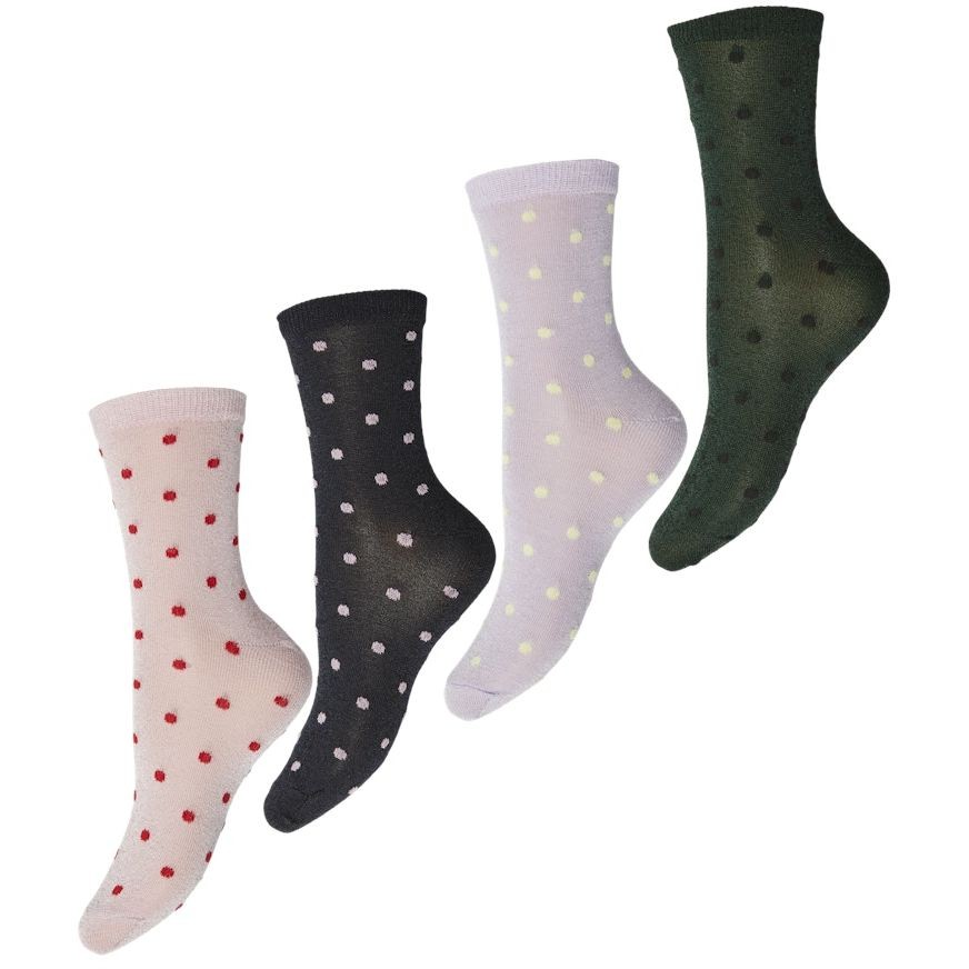 PIECES Kojinės moterims, Žalia, PCANSOA GLITTER SOCKS 1