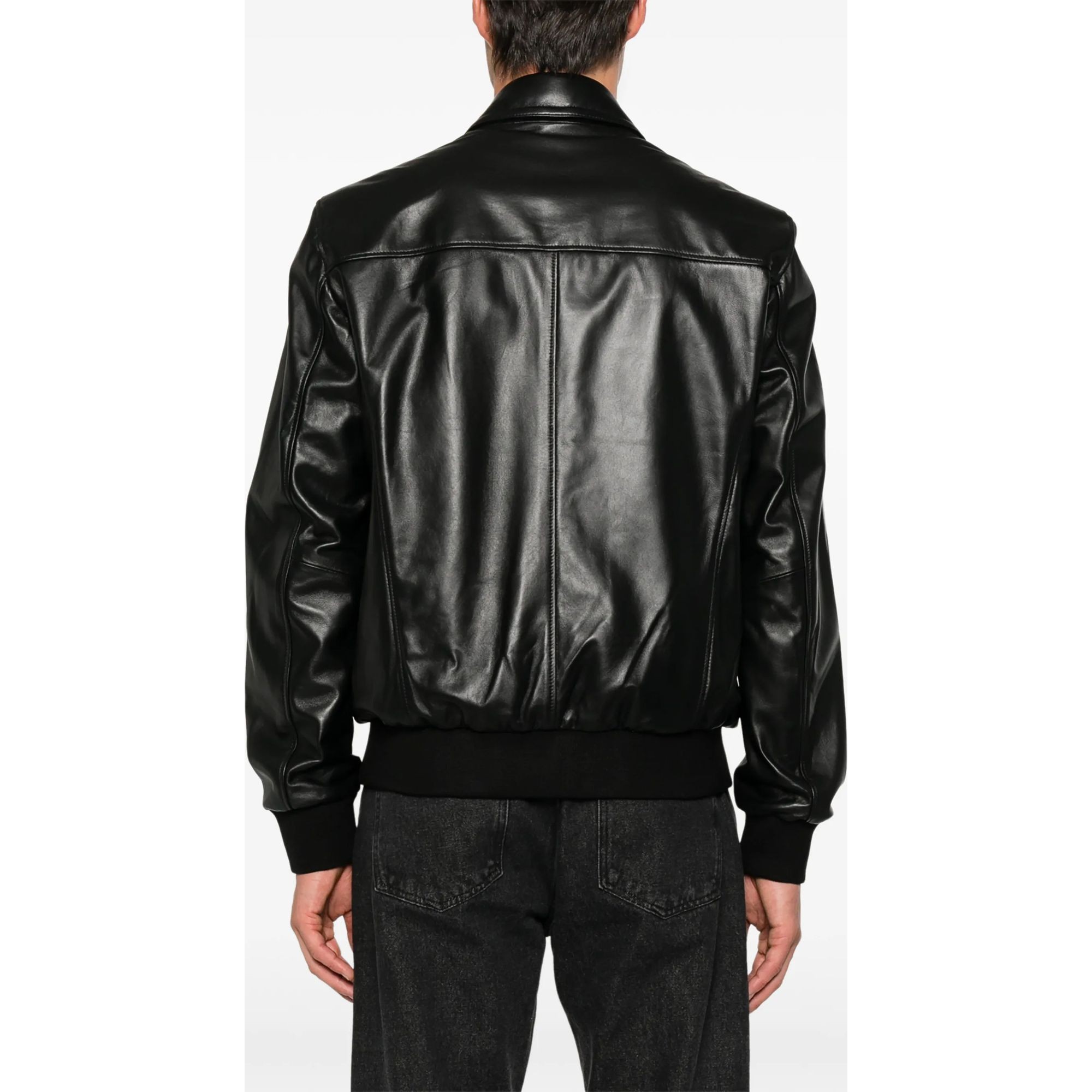 SERGIO MORETTI Odinė striukė vyrams, Juoda, Leather jacket 4