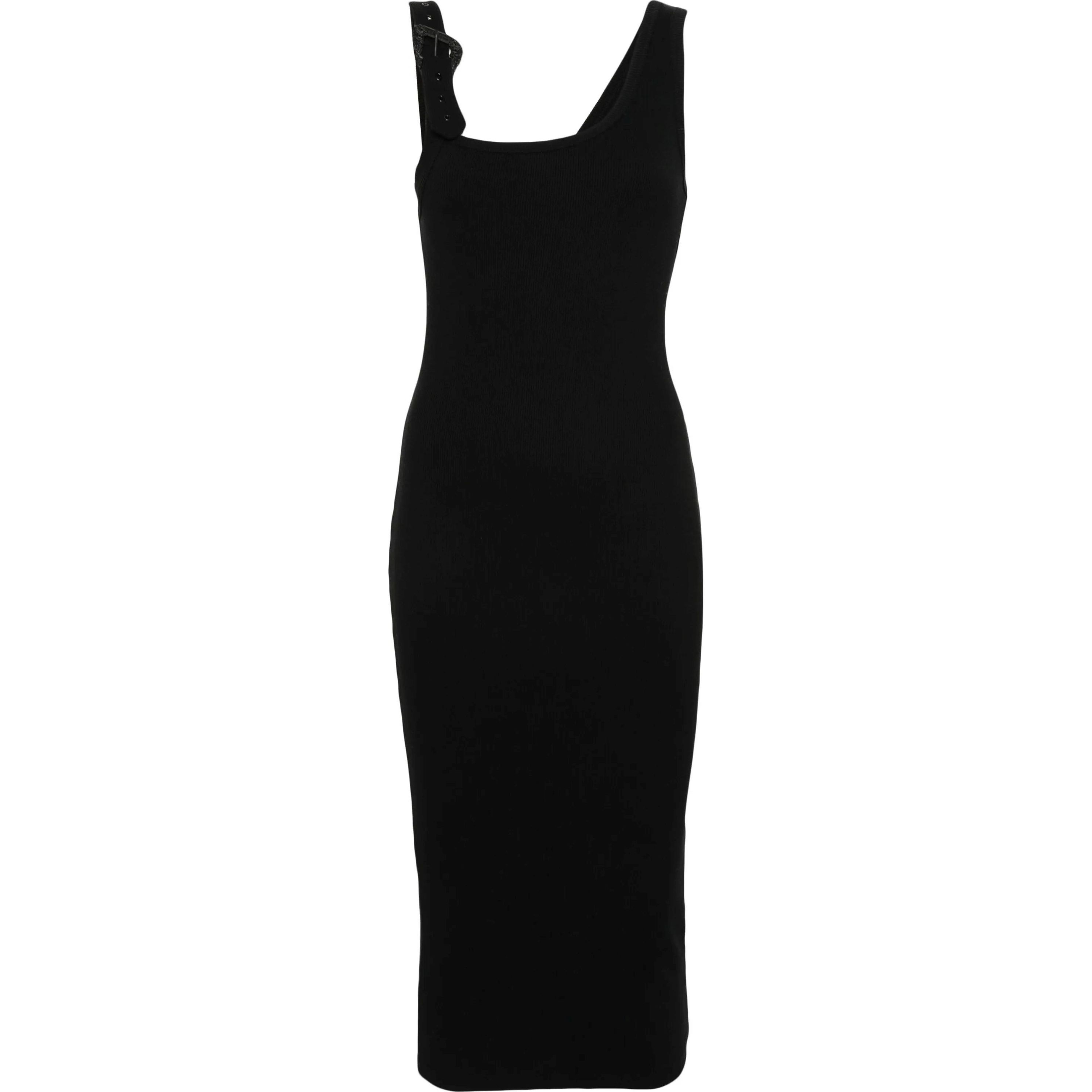 VERSACE JEANS CUTURE Midi suknelė , Juoda, Ribbed-knit midi dress