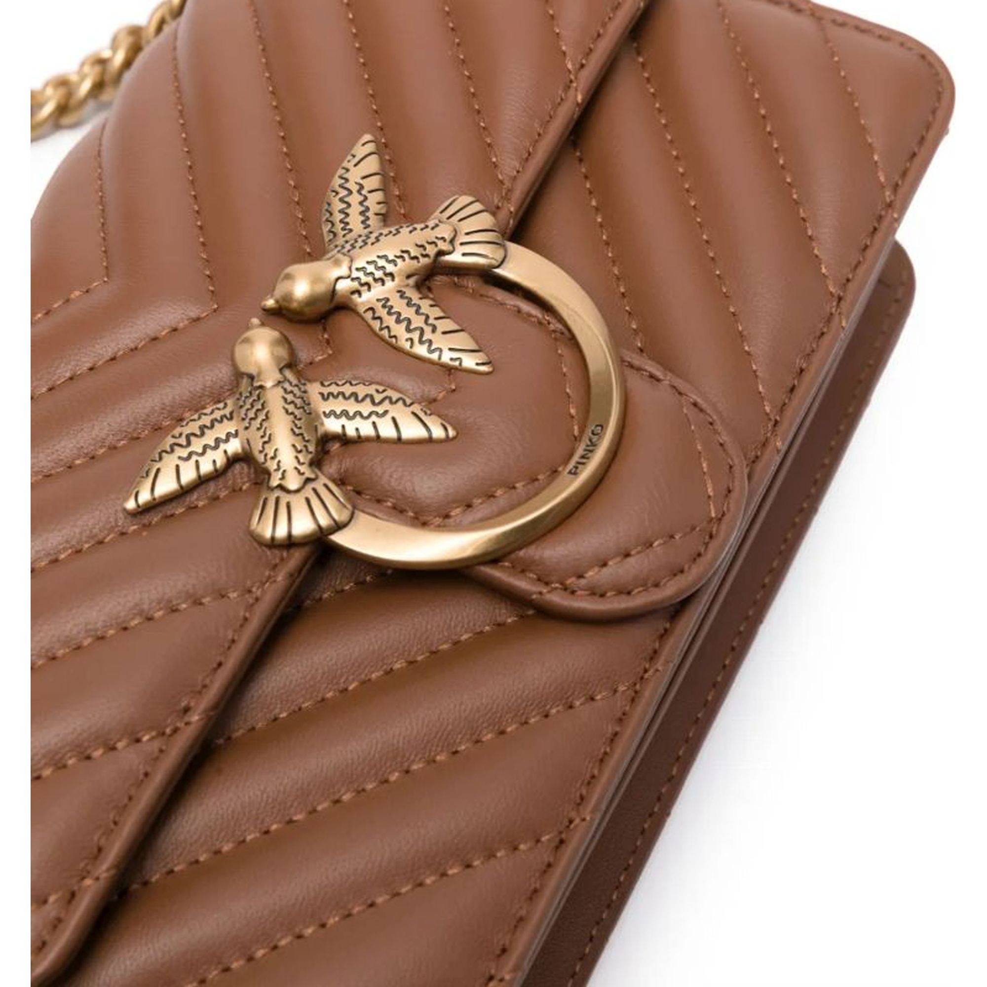 PINKO Rankinė per petį moterims, Ruda, Love one mini crossbody bag 3