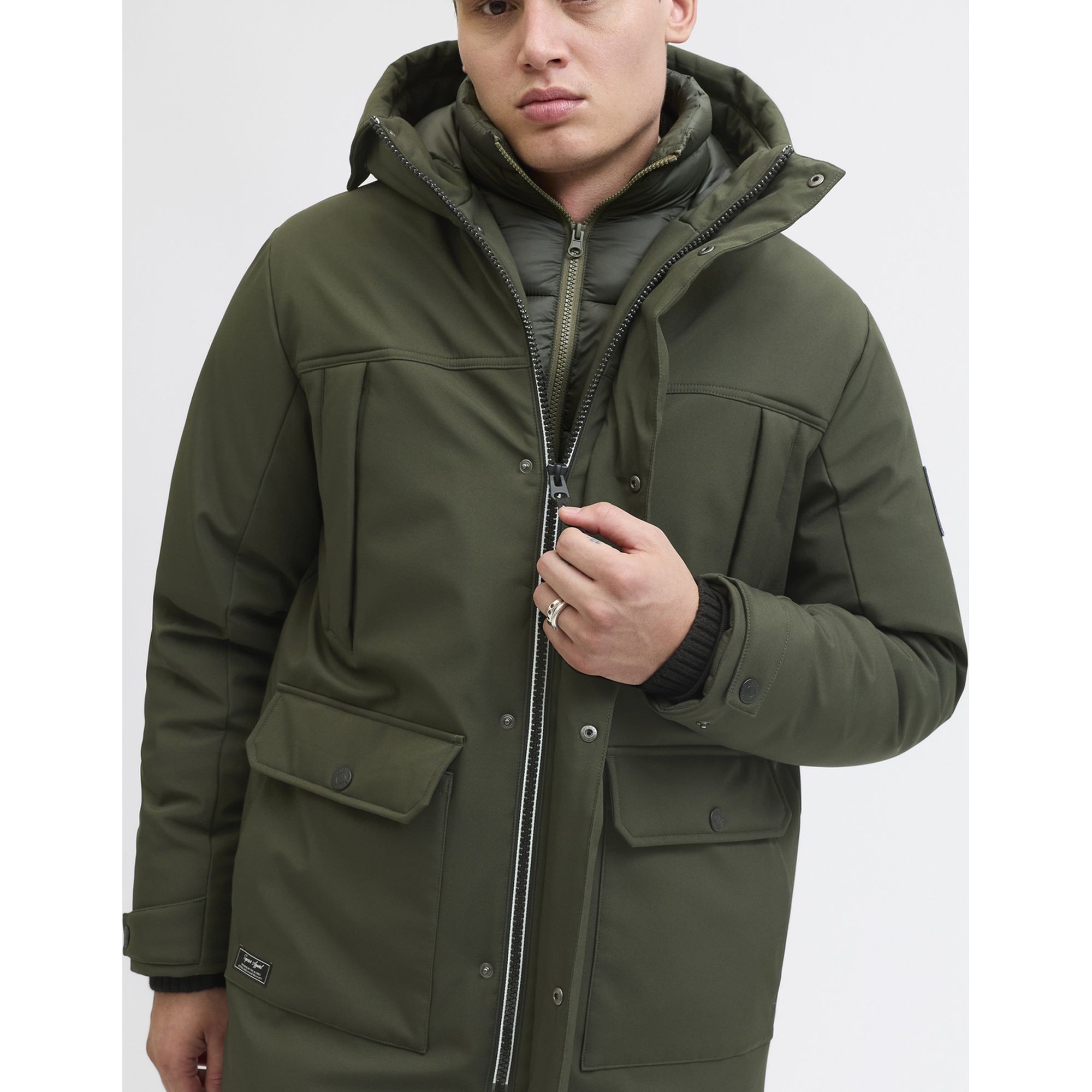 JACK & JONES Pūkinis paltas vyrams, Chaki, Finn 4