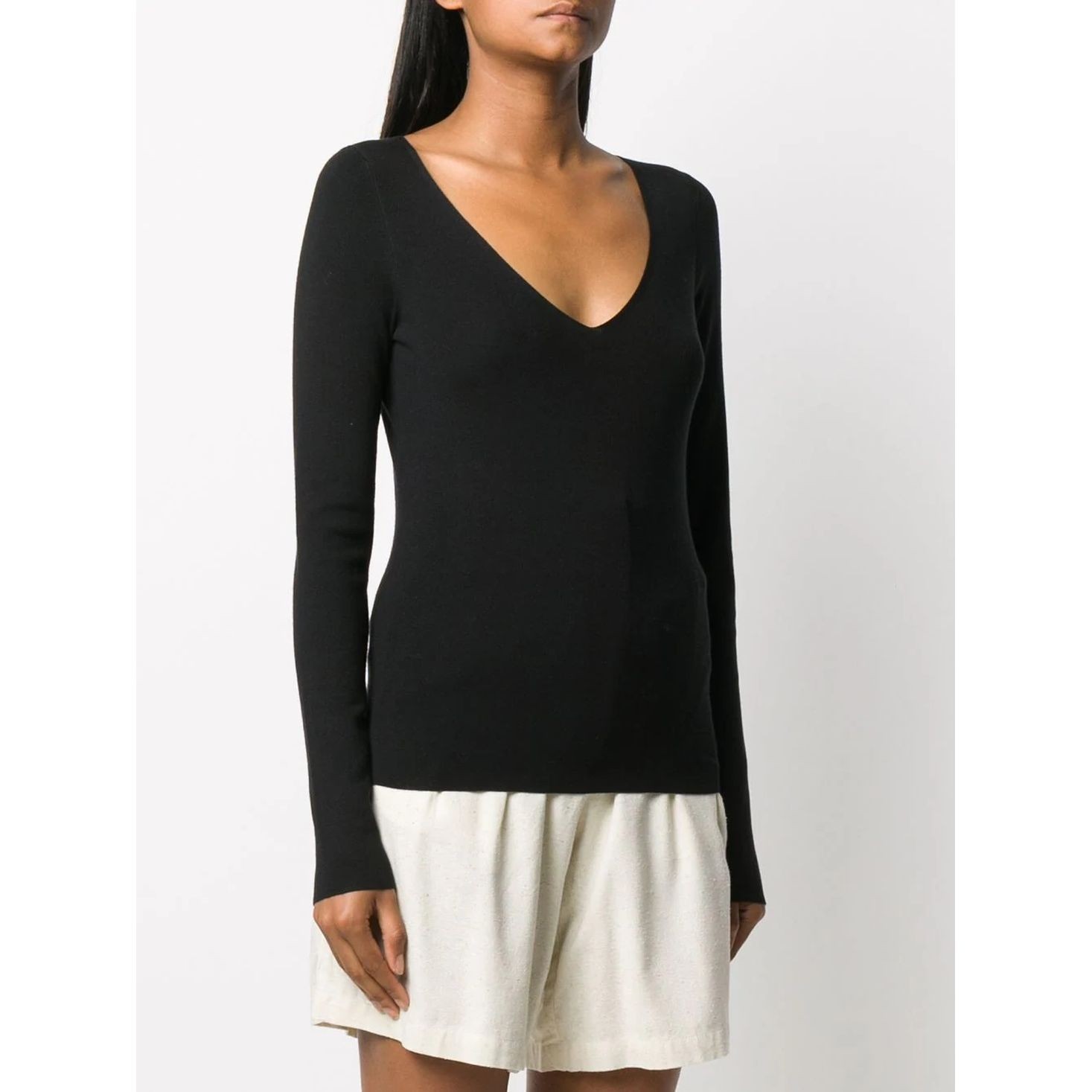 JOSEPH Marškinėliai ilgom. rankovėmis moterims, Juoda, V-neck long sleeve t-shirt 2