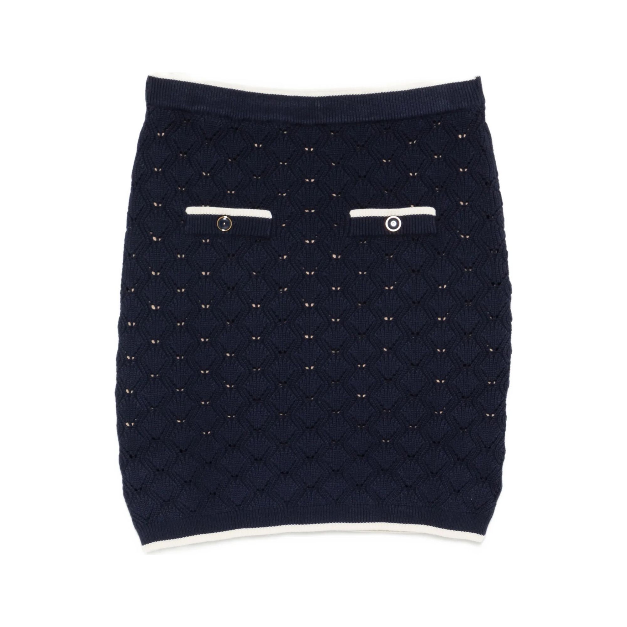 TWINSET Mini sijonas moterims, Mėlyna, Short jacquard-knit skirt 1