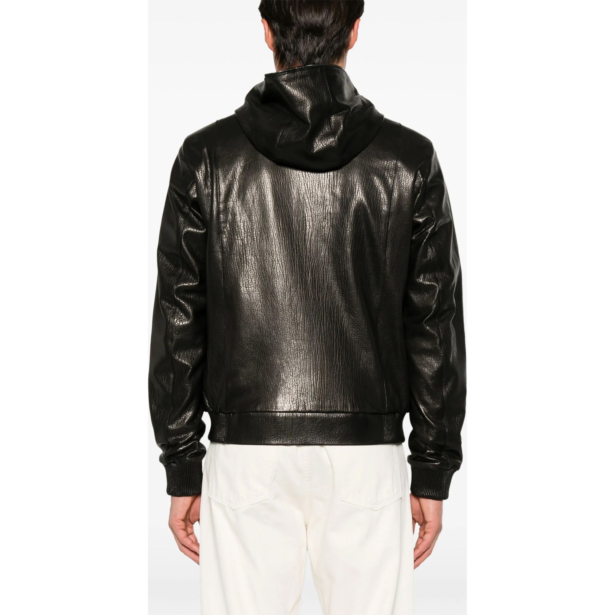 SERGIO MORETTI Odinė striukė vyrams, Juoda, Leather jacket 4