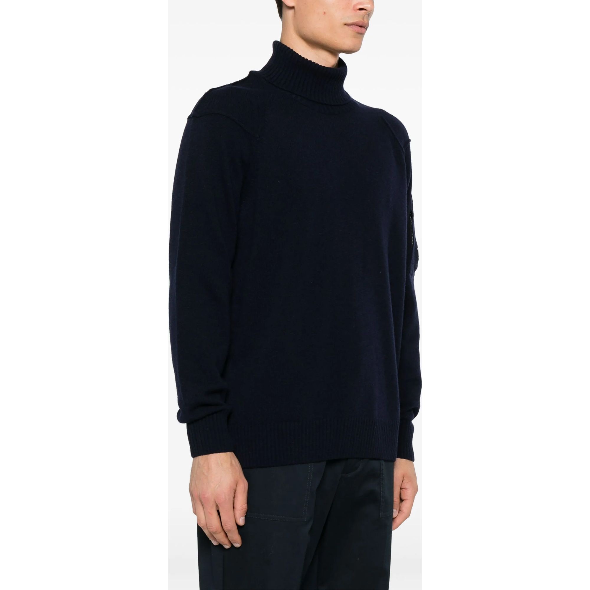 C.P. COMPANY Megztinis su kaklu vyrams, Mėlyna, Lens-detail turtleneck 3