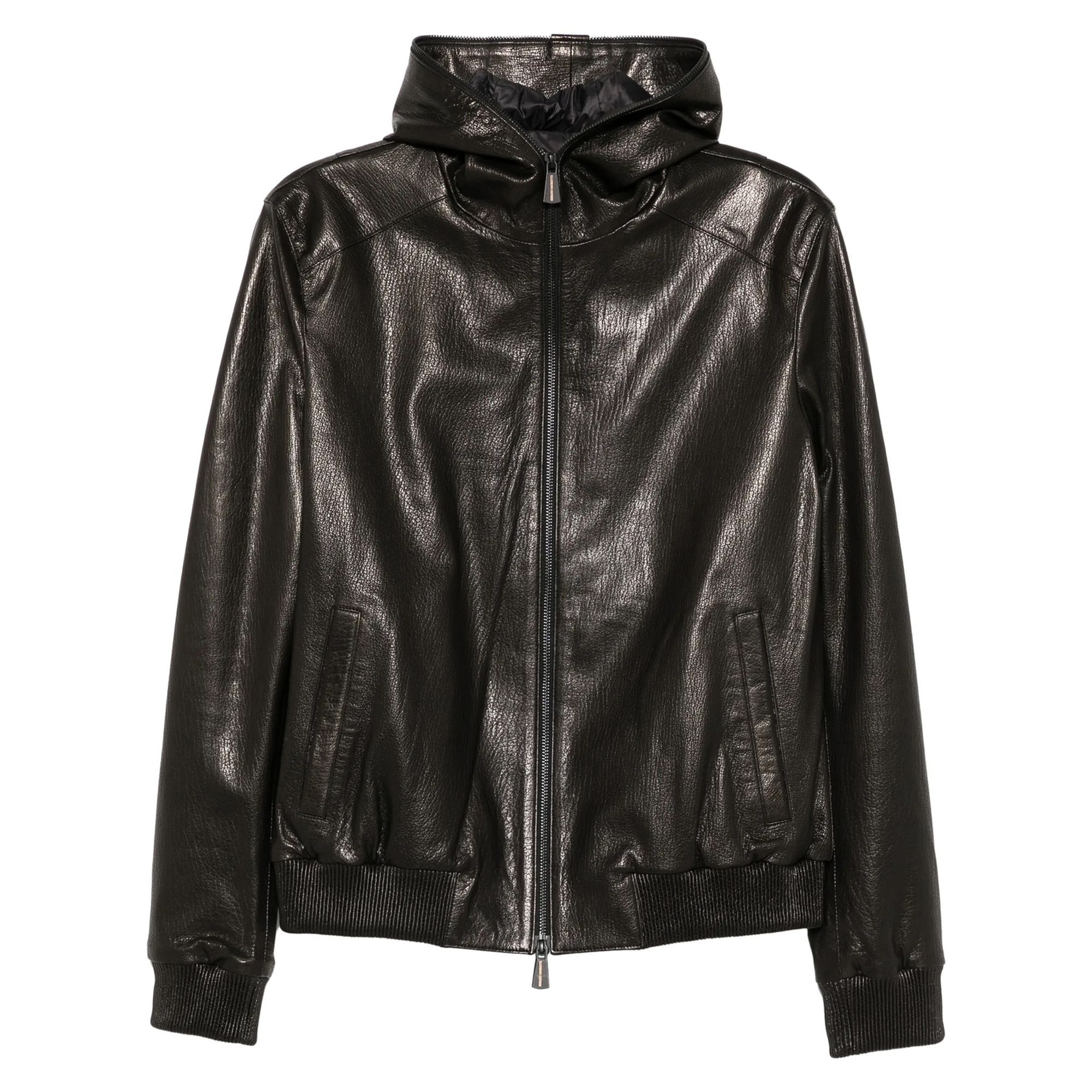 SERGIO MORETTI Odinė striukė vyrams, Juoda, Leather jacket 1