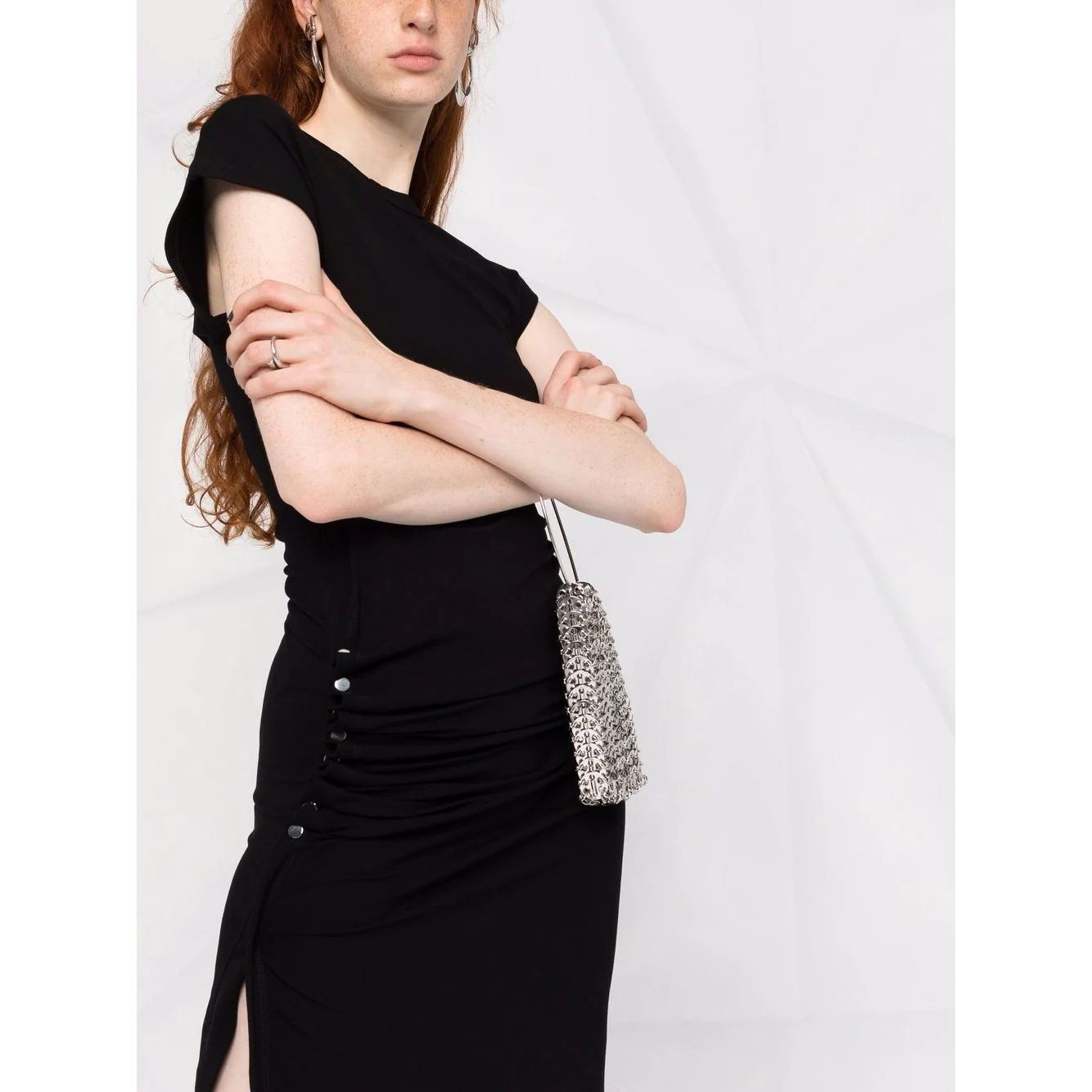 PACO RABANNE Midi suknelė moterims, Juoda, Short sleeve midi dress 4