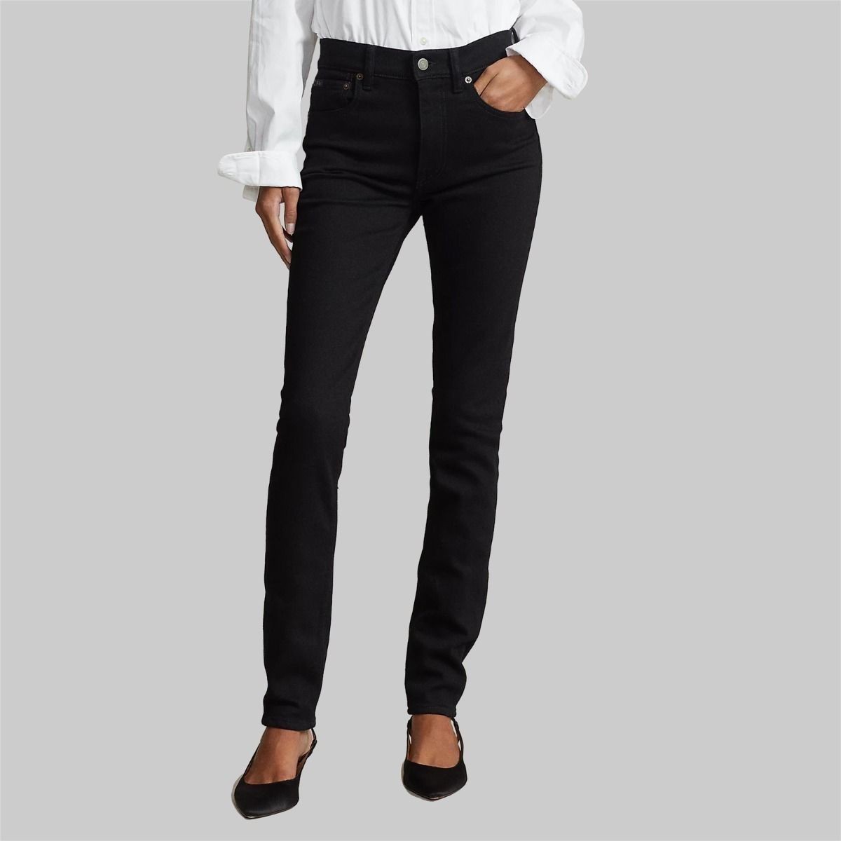 POLO RALPH LAUREN Tiesūs džinsai -moterims, Juoda, Full length straight 2