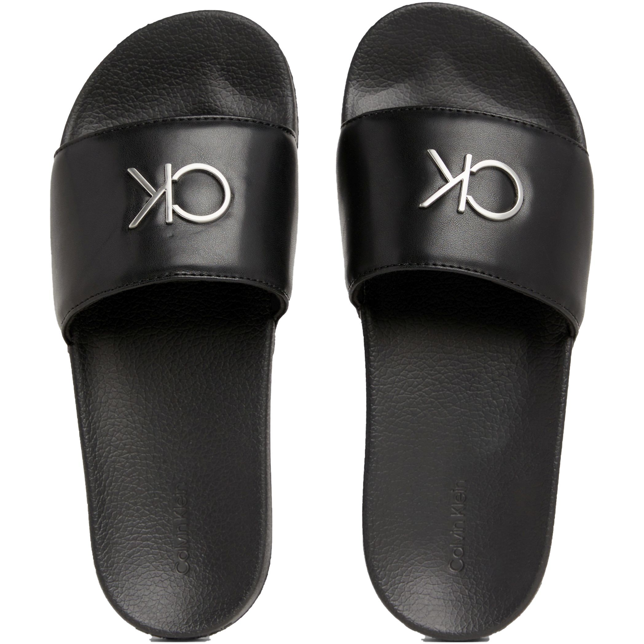 CALVIN KLEIN Guminės šlepetės moterims, Juoda, Pool slide relock 4