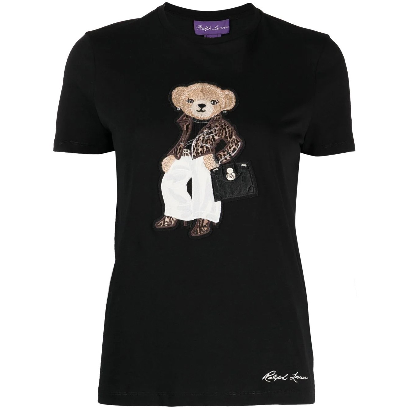 RALPH LAUREN Marškinėliai trump. rankovėmis moterims, Juoda, Moto bear short sleeve t shirt 1