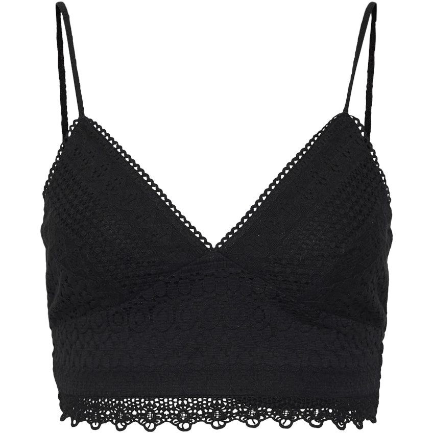 VERO MODA Palaidinės moterims, Juoda, VMHONEY LACE V-NECK C 1
