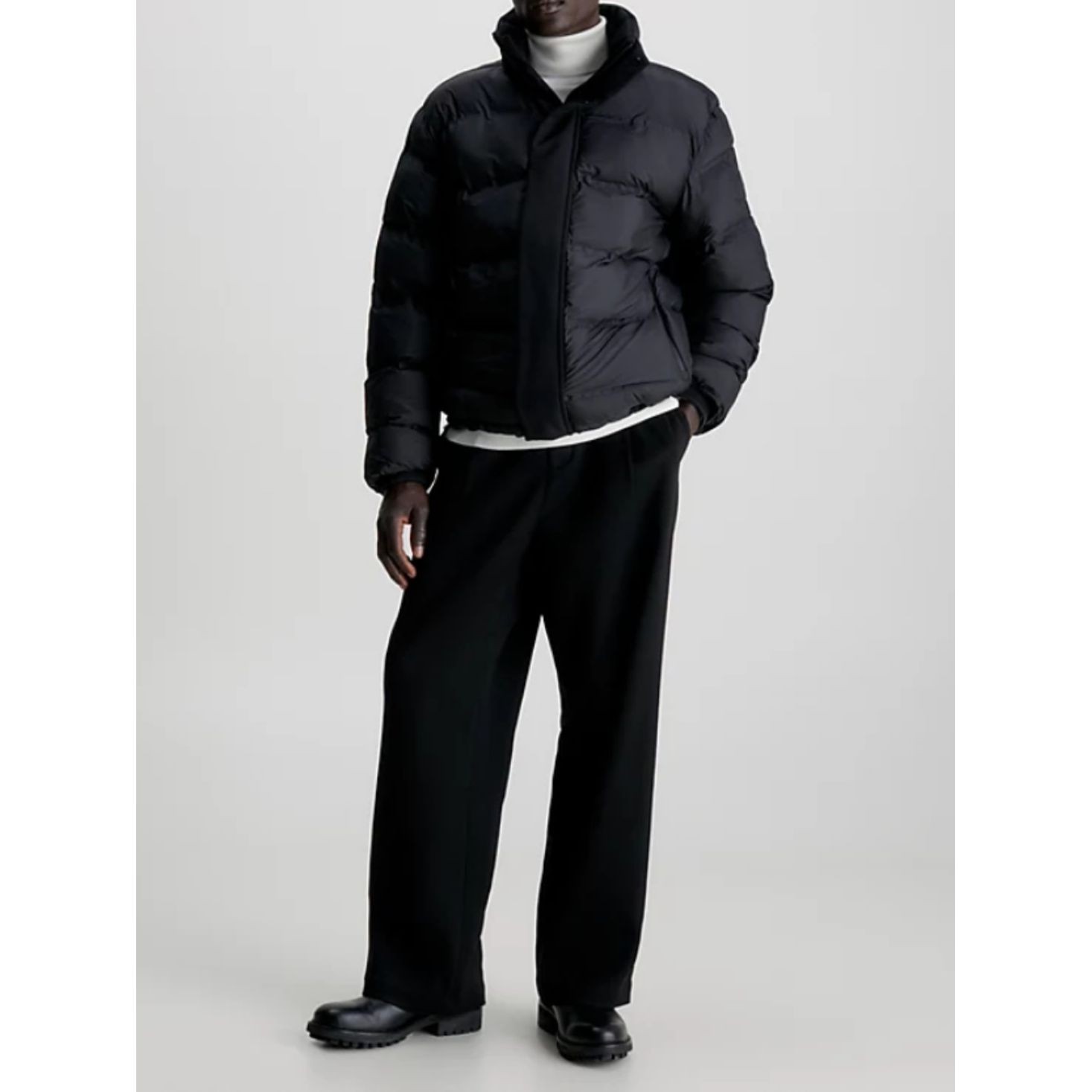 CALVIN KLEIN Pūkinė striukė vyrams, Juoda, Mix media quilt jacket 3