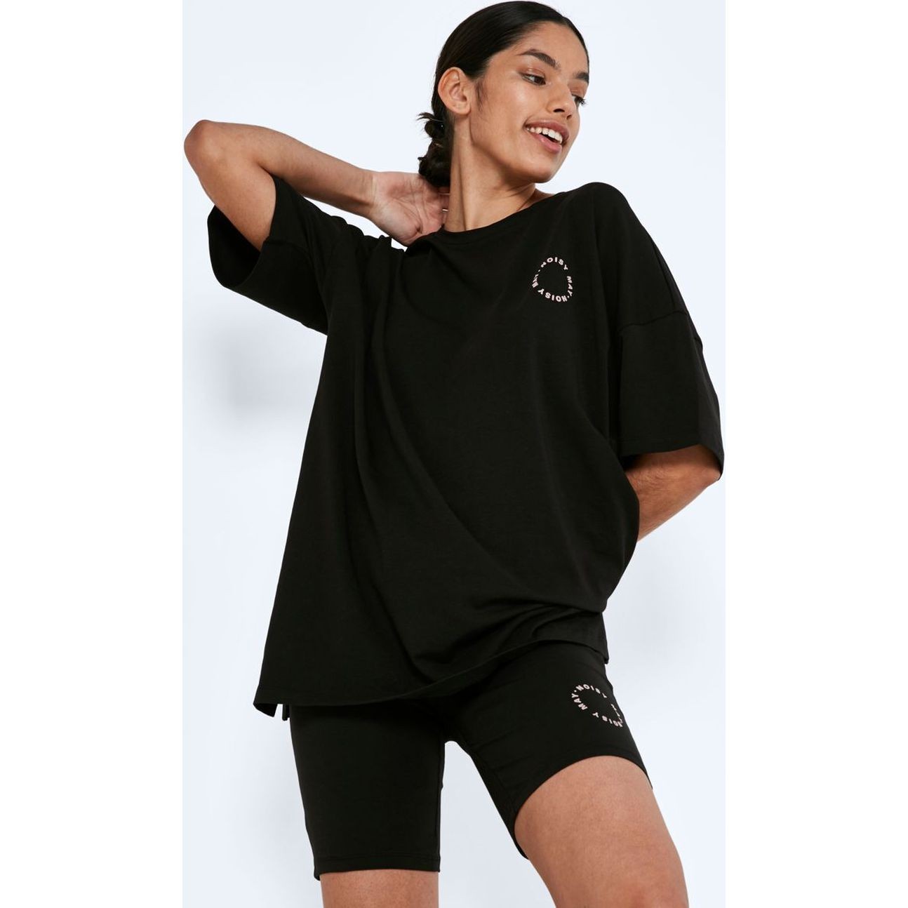 NOISY MAY Šortai moterims, Juoda, NMKERRY HW LOGO SHORT 3