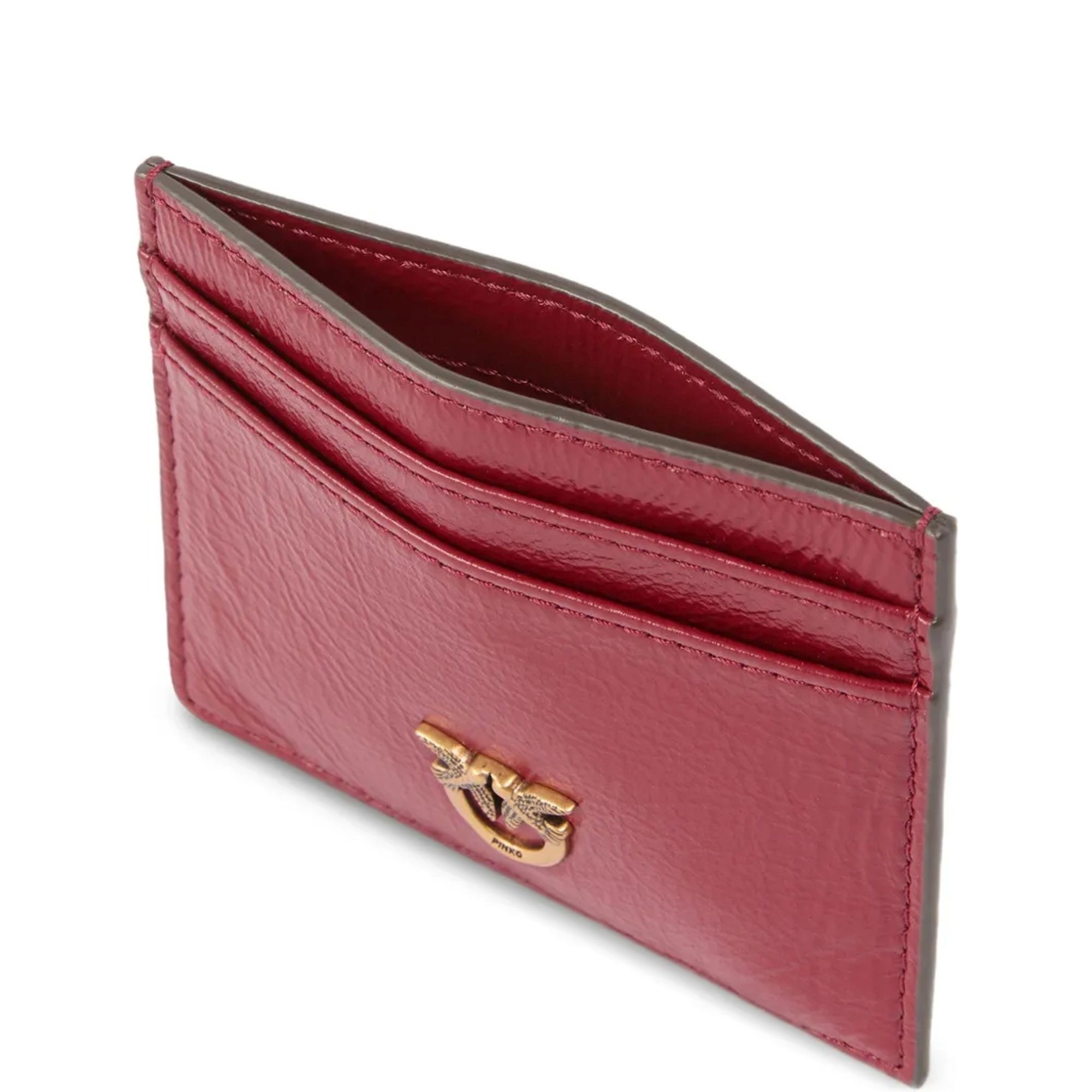 PINKO Piniginė moterims, Raudona, Card holder simply shiny bag 3
