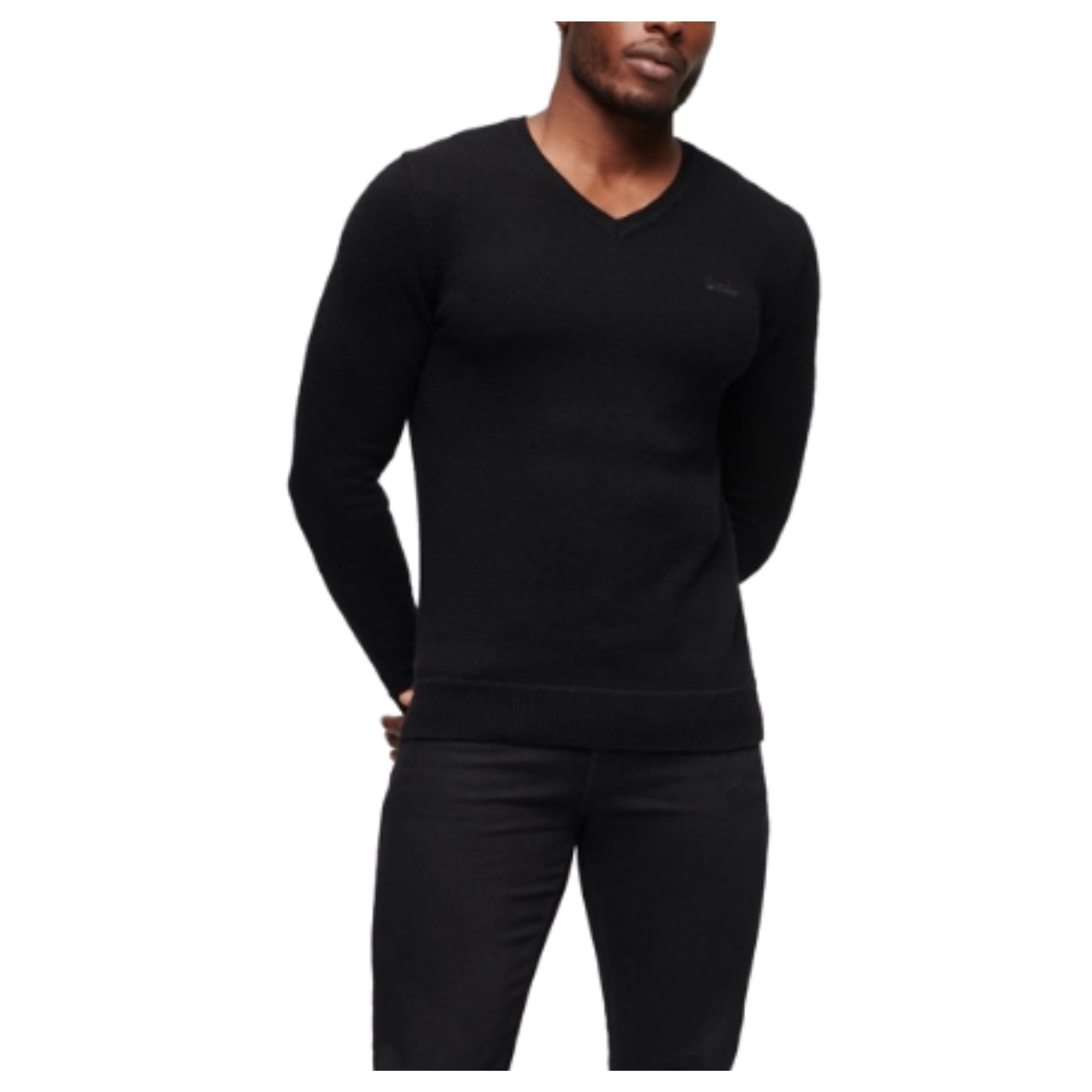 SUPERDRY Vyriškas megztinis, Must, ESSENTIAL EMB VEE KN