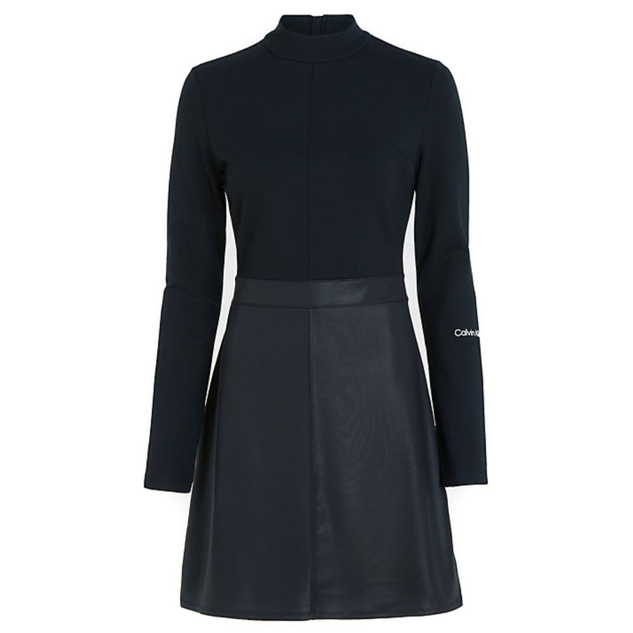 CALVIN KLEIN JEANS Midi suknelė moterims, Juoda, Coated milano a-line dress 1