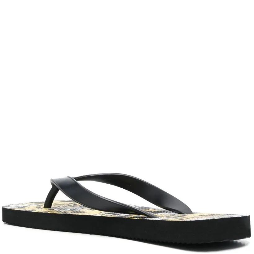 VERSACE JEANS CUTURE Pliažo šlepetės per pirštą vyrams, BLACK/GOLD, Fondo flip-flops 3