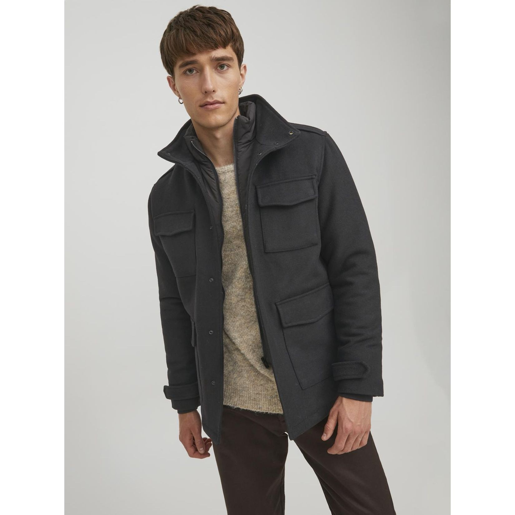 JACK & JONES Striukė vyrams, Juoda, JPRBLAPARKER WOOL FIEL 2