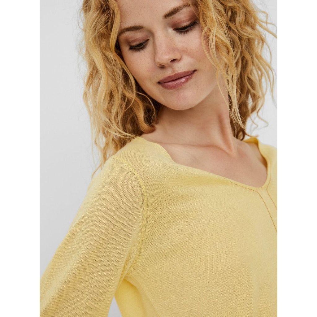 VERO MODA Megztinis moterims, Geltona, VMLINA LS V-NECK 5