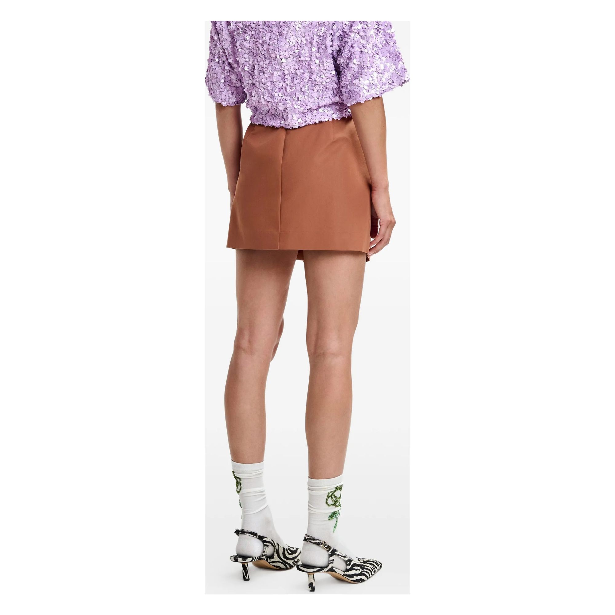 ESSENTIEL ANTWERP Mini sijonas moterims, Ruda, 2 3d bow miniskirt 4