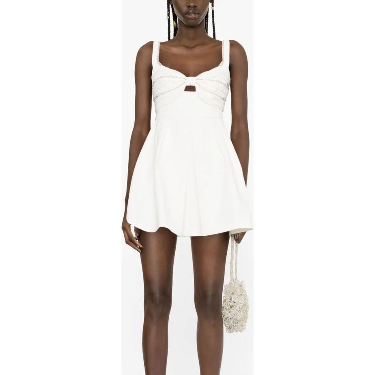 SELF PORTRAIT Mini suknelė moterims, Balta, White diamante bust mini dress 2