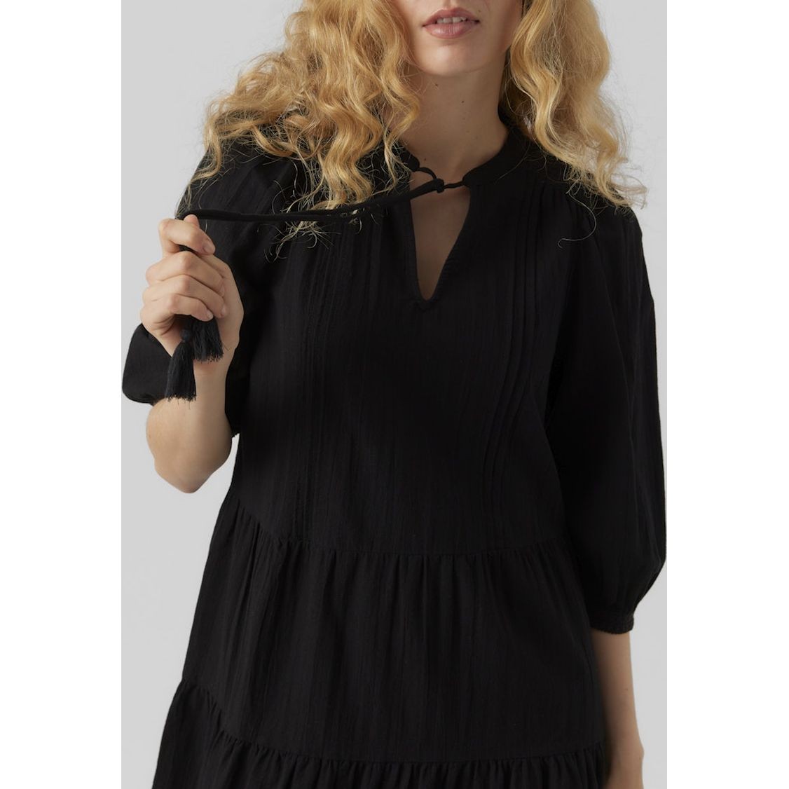 VERO MODA Mini suknelė moterims, Juoda, VMPRETTY 3/4 TUNIC W 3