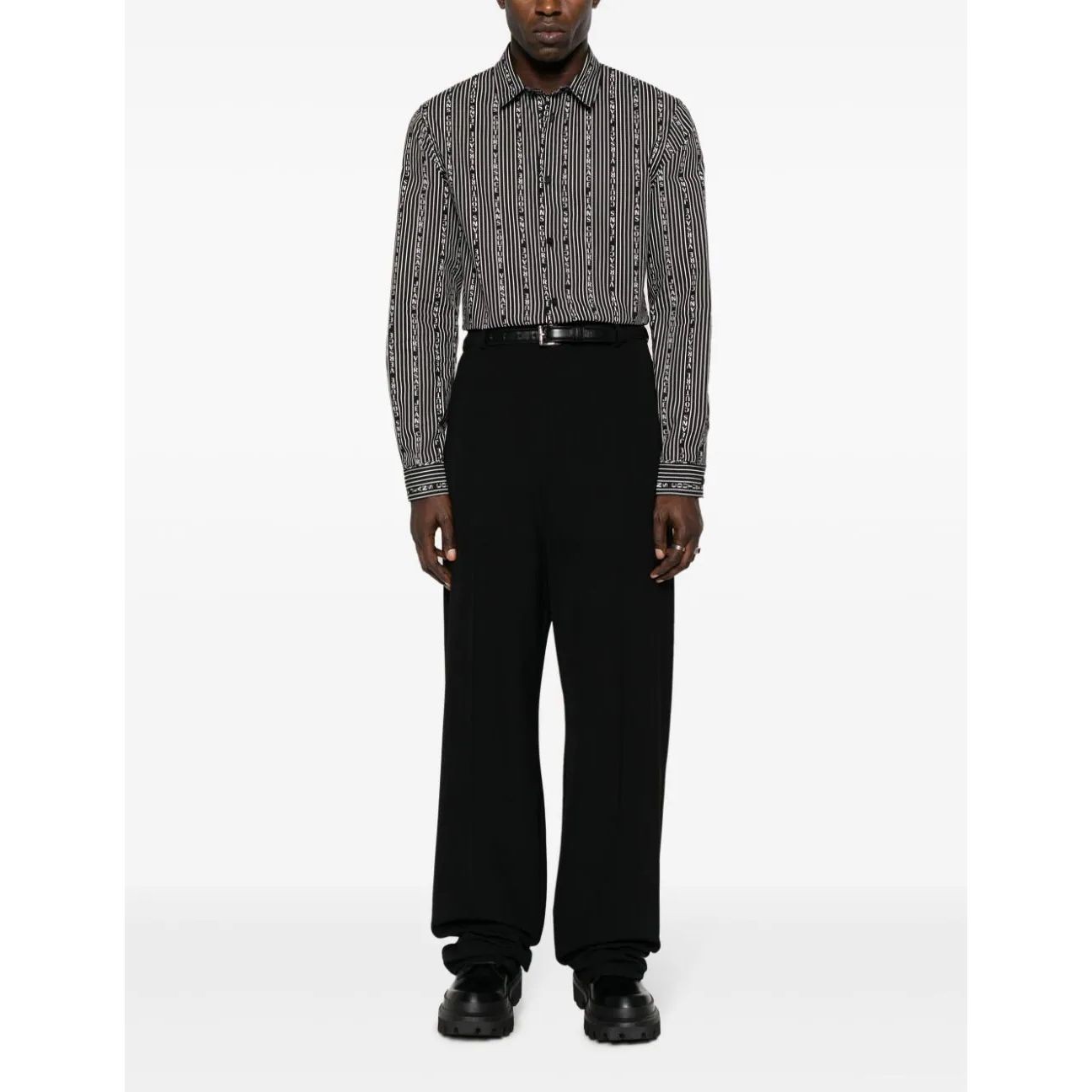 VERSACE JEANS CUTURE Marškiniai ilgomis rankovėmis vyrams, Juoda, S print shirts 3