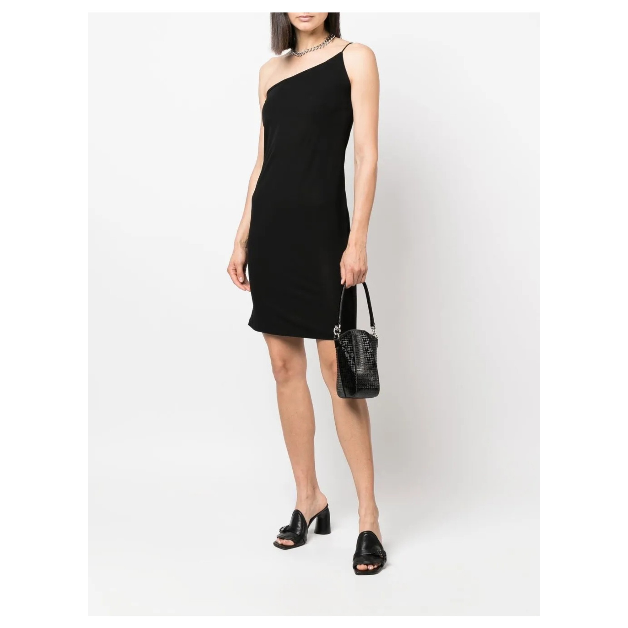 DSQUARED2 Midi suknelė moterims, Juoda, One shoulder mini dress 2