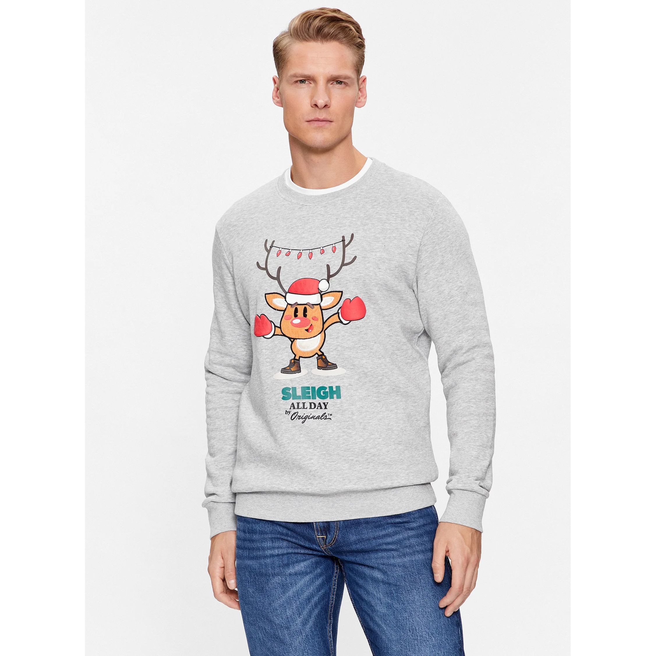 JACK & JONES Megztinis vyrams, Pilka, JORXMAS SWEAT CREW 2