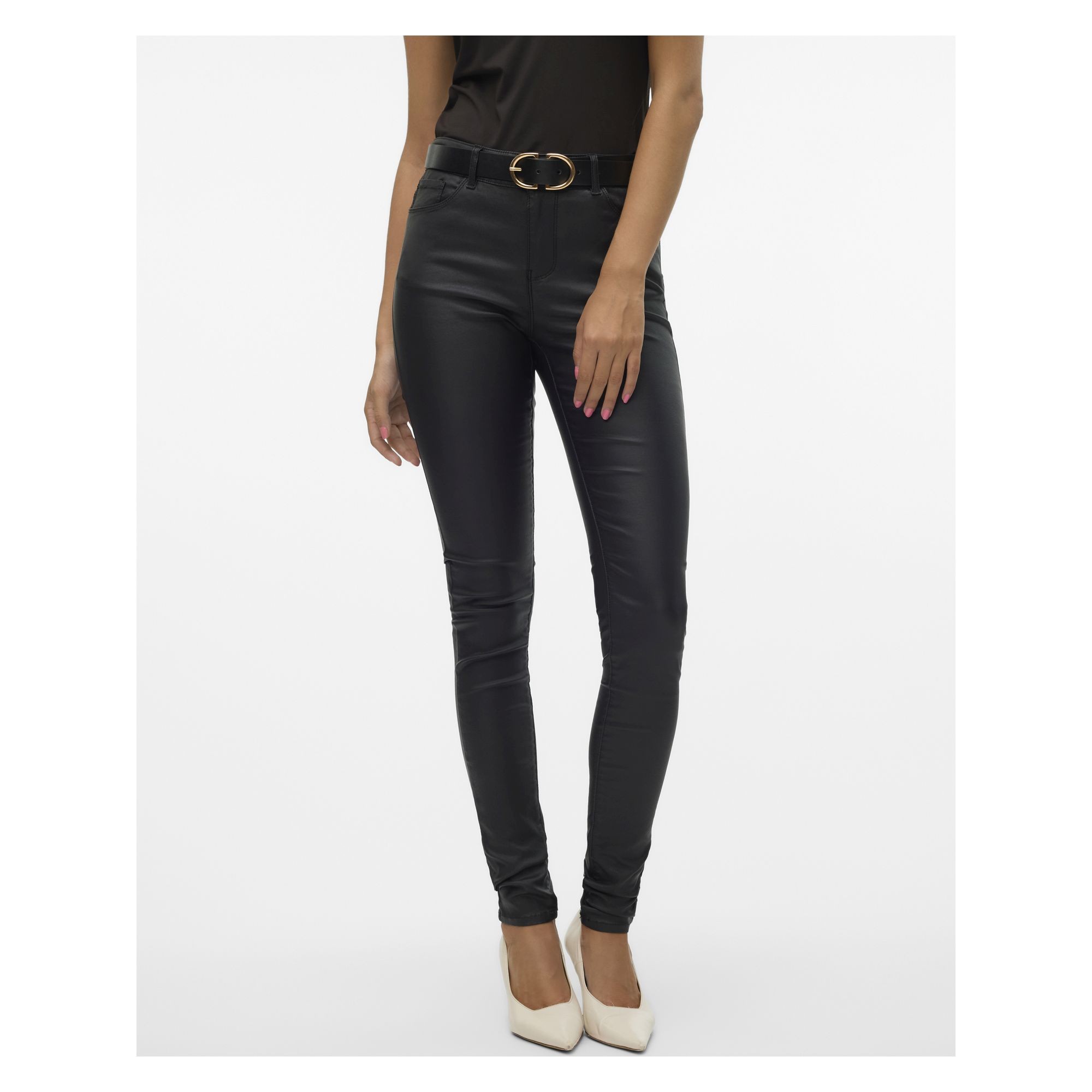 VERO MODA Kelnės moterims, Juoda, VMSEVEN NW SS SMOOTH 3