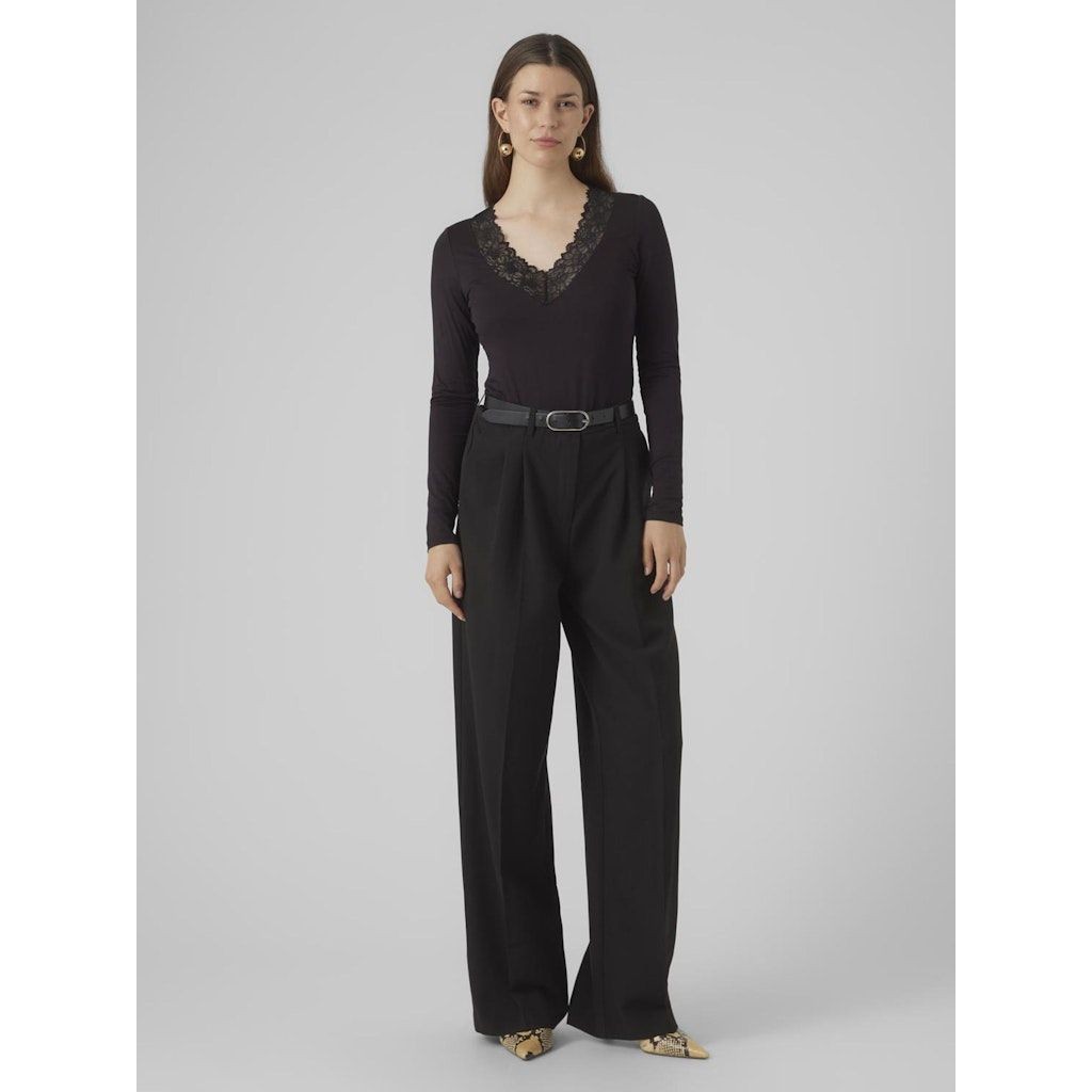 VERO MODA Marškinėliai ilgom. rankovėmis moterims, Juoda, Rosa v-neck lace top 3