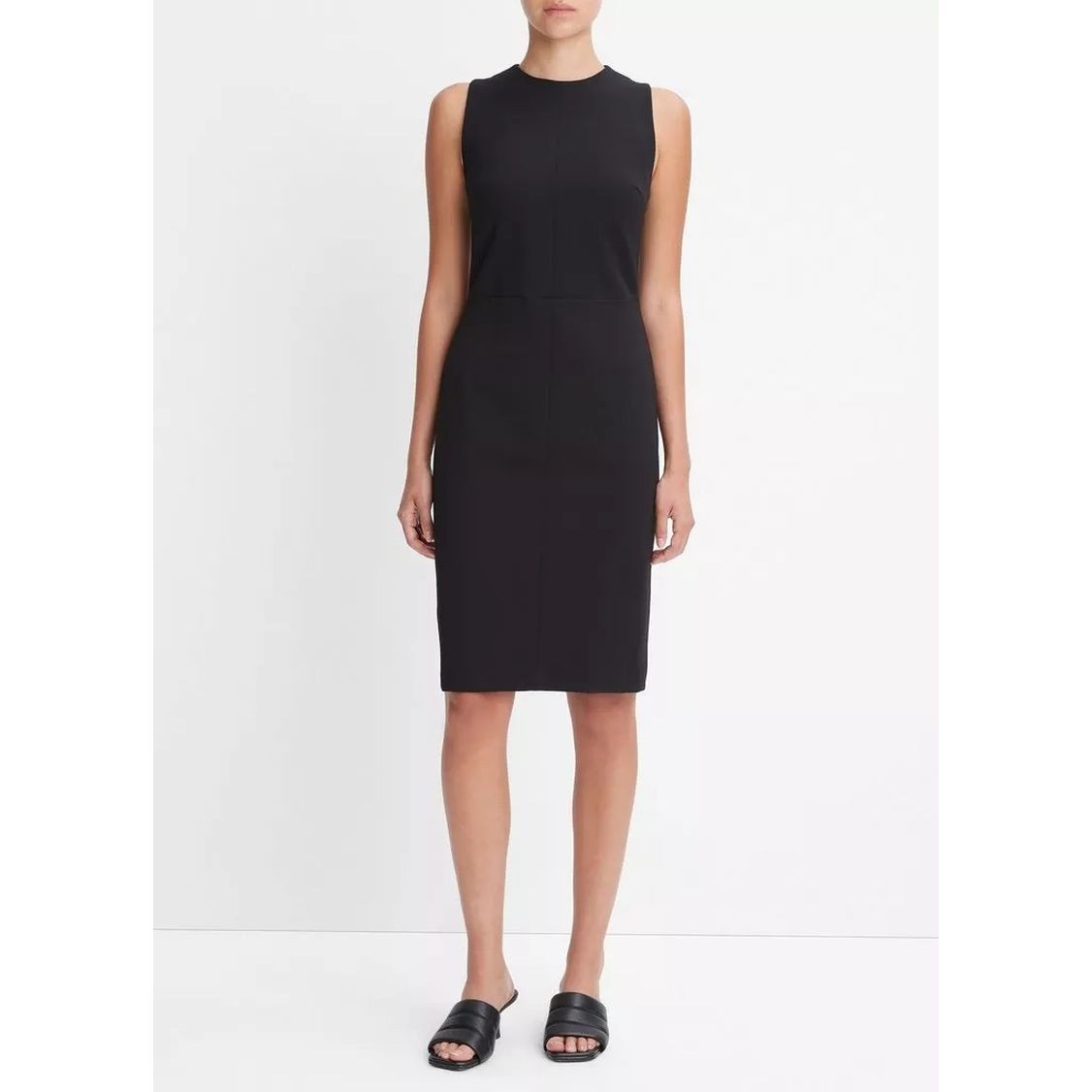 VINCE Midi suknelė moterims, Juoda, Seamed front sheath dress 3