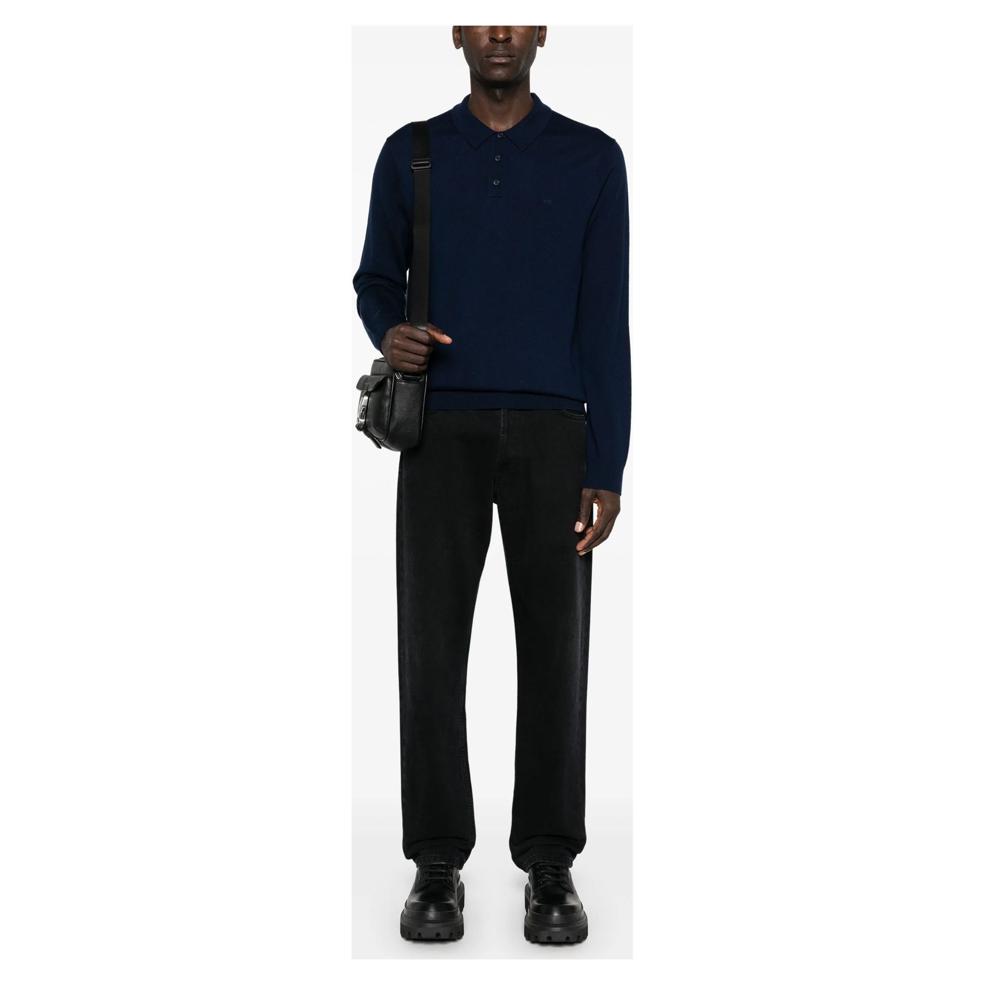 MICHAEL KORS Polo marškiniai ilgos rank. vyrams, Mėlyna, Core merino ls polo-emb 2