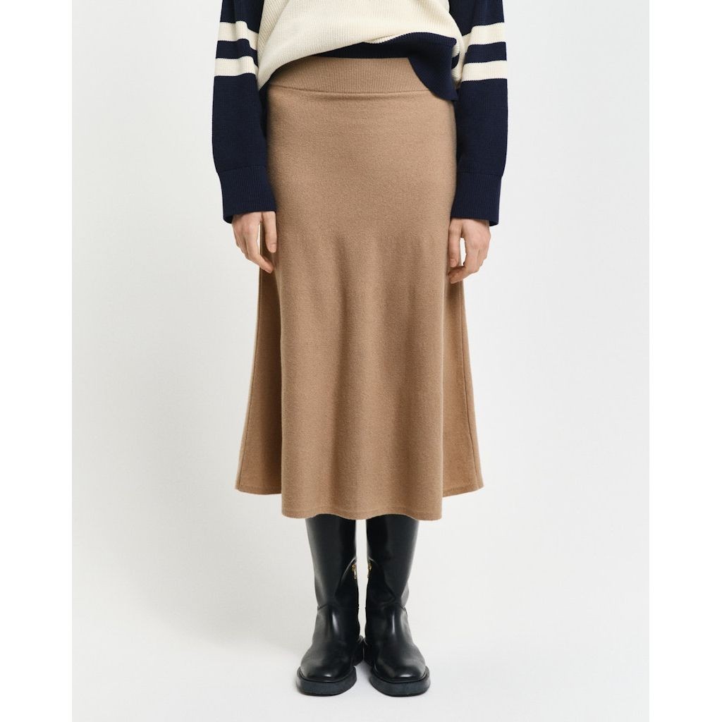 GANT Midi sijonas moterims, Ruda, Superfine lambswool skirt 4