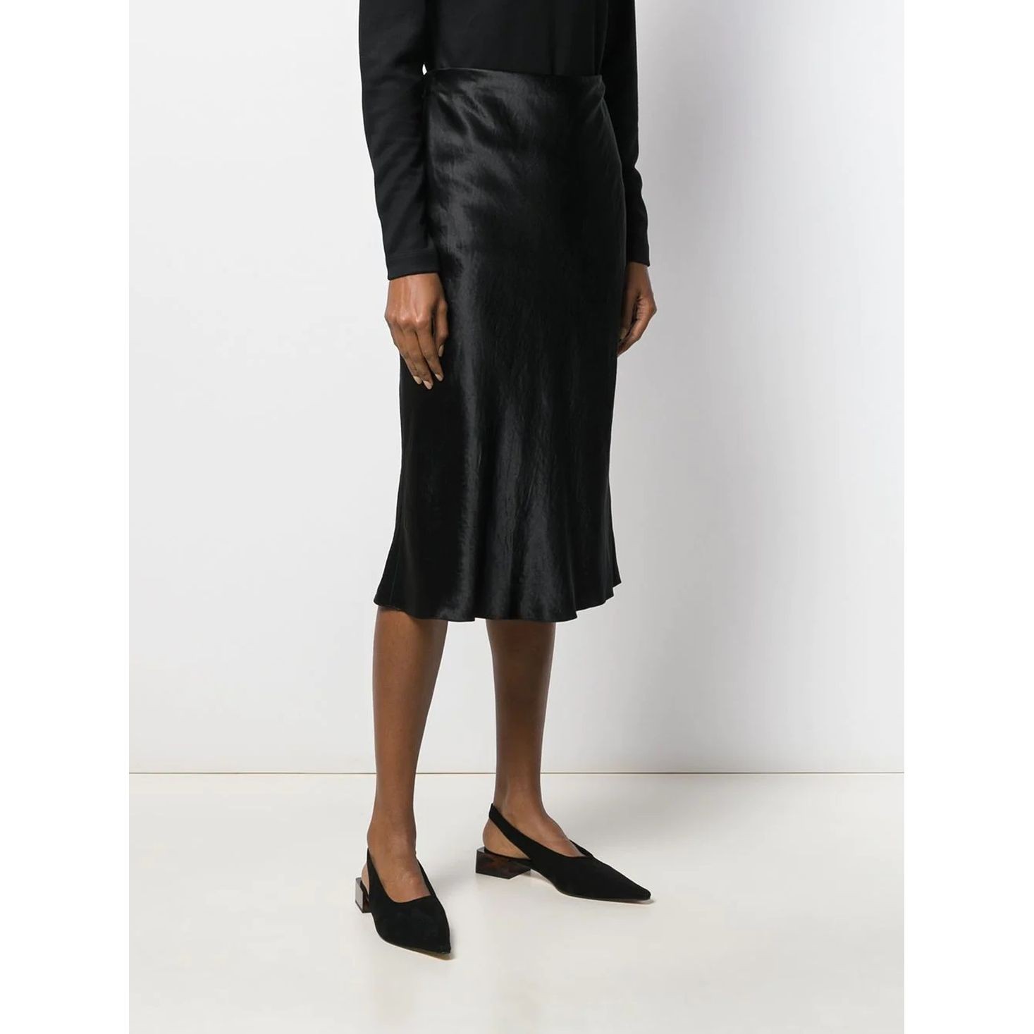 VINCE Midi sijonas moterims, Juoda, Slip skirt 2