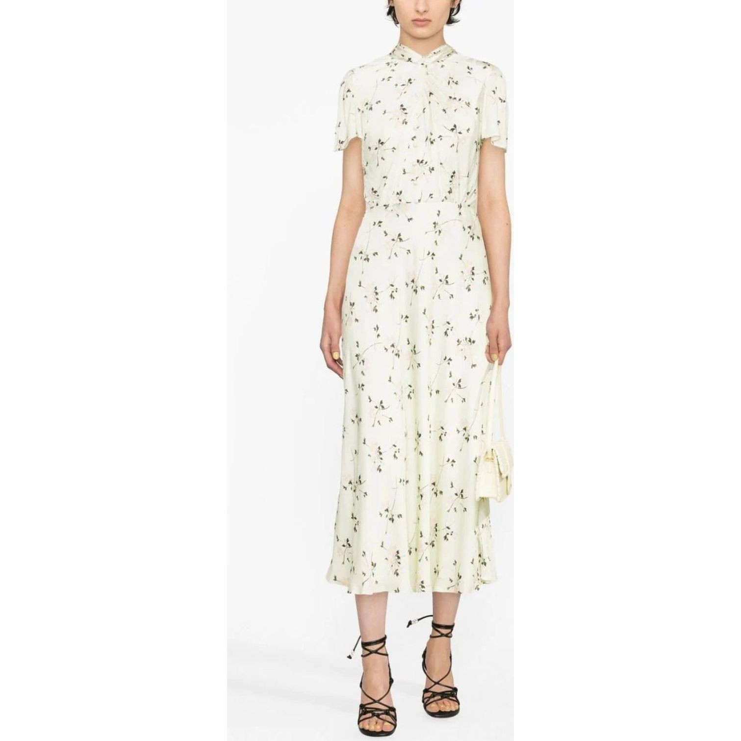 SELF PORTRAIT Midi suknelė moterims, Žalia, Green floral print midi dress 2