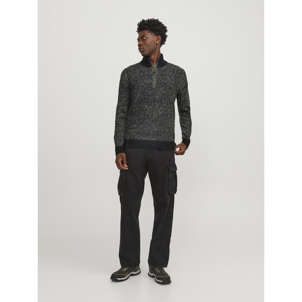 JACK & JONES Džemperis vyrams, Juoda, JCOSPACE KNIT HALF Z 5